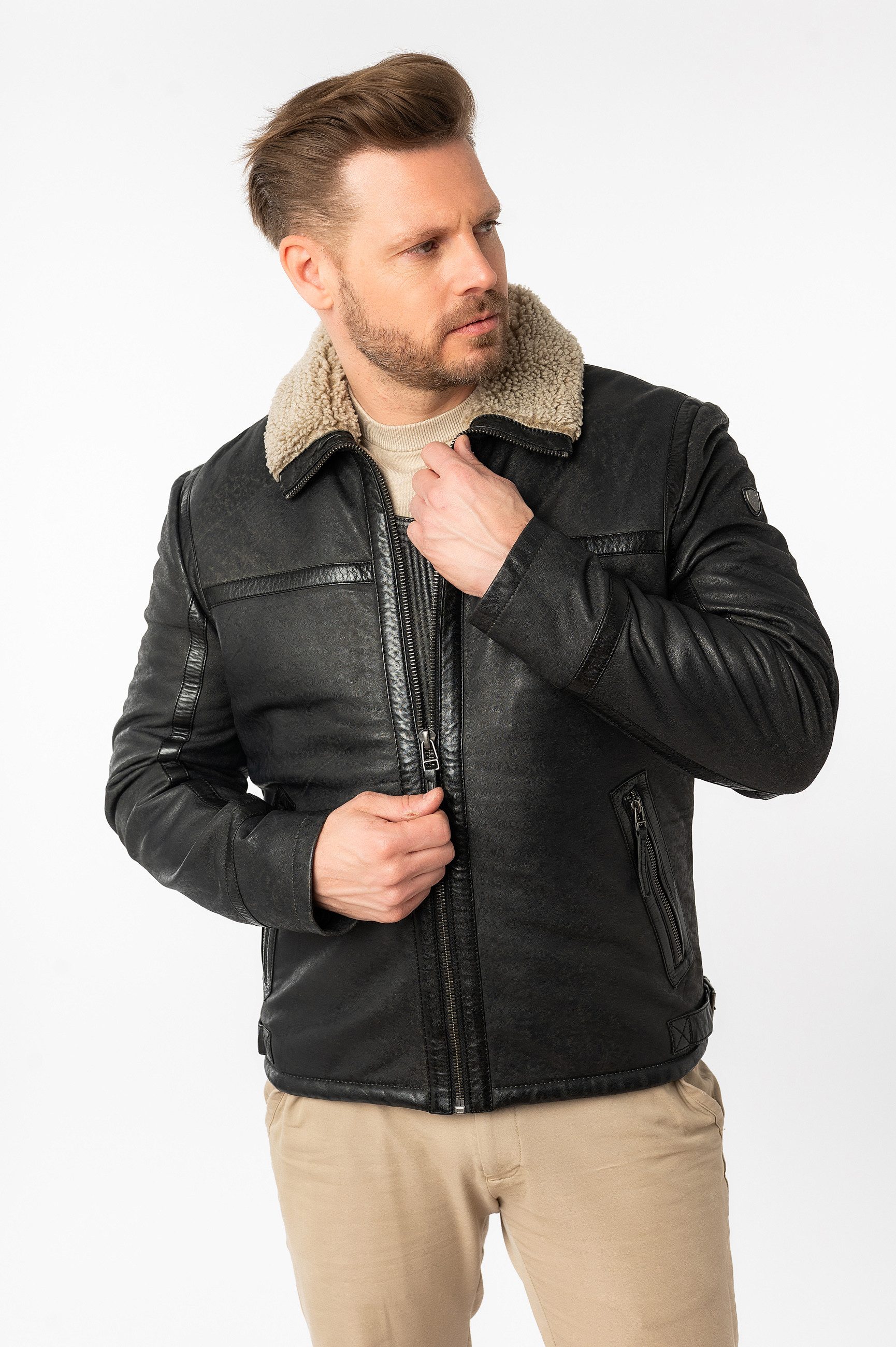 Mauritius Lederjacke MMAlasko mit Umlegekragen günstig online kaufen