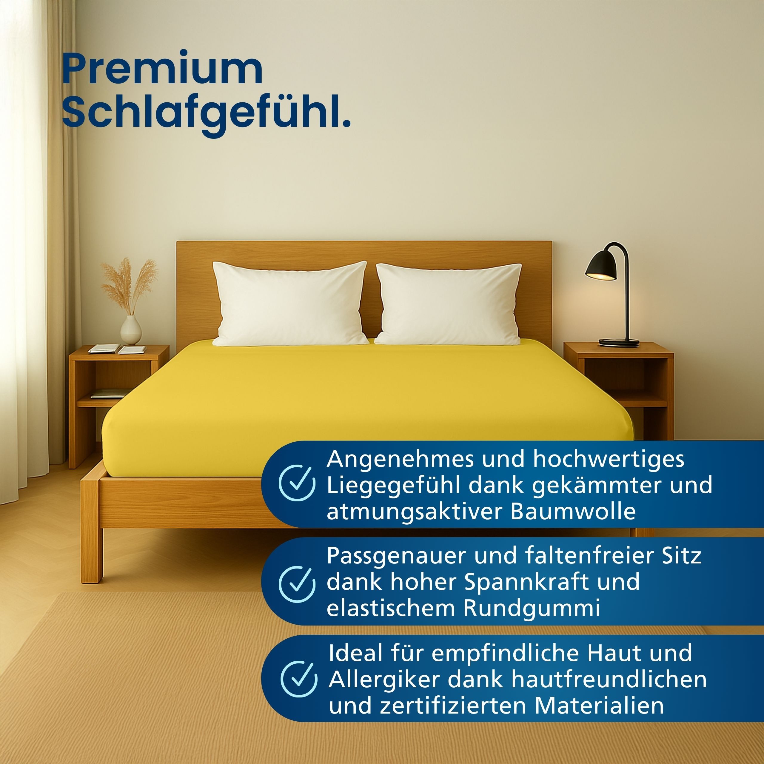 AM Qualitätsmatratzen Spannbettlaken Baumwolle in gelb, günstig online kaufen