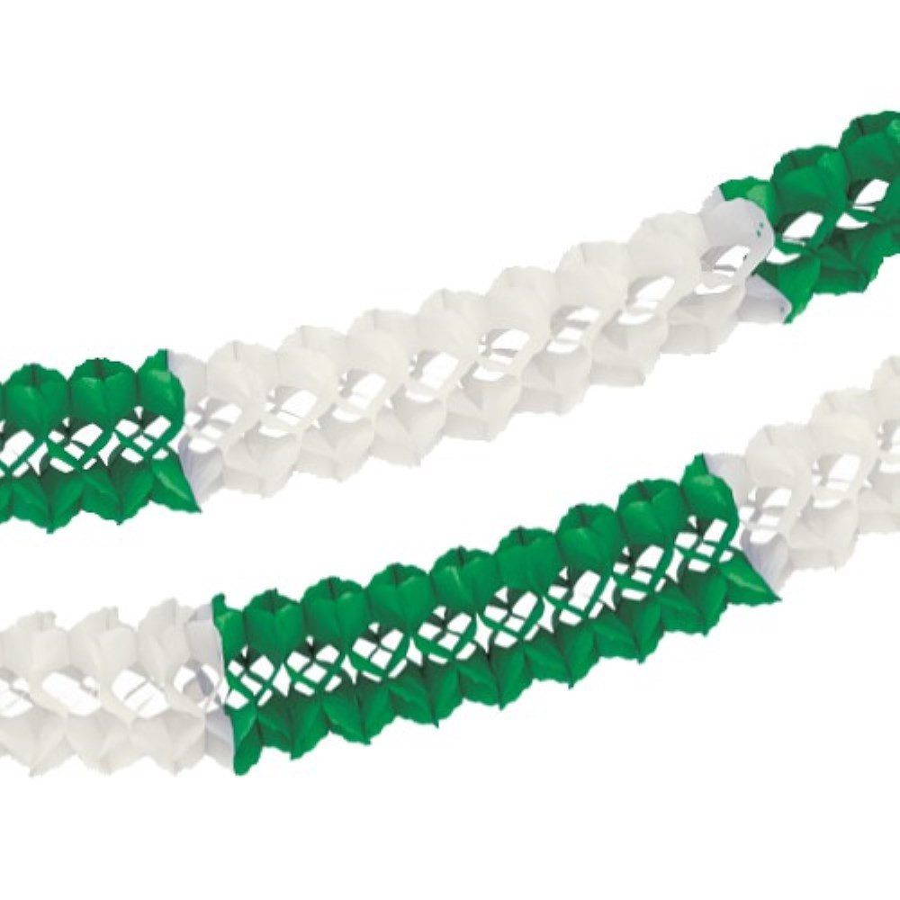 PAPSTAR Girlande Großraumgirlande, Papier Ø 16 cm · 10 m grün/weiss schwer entflammbar