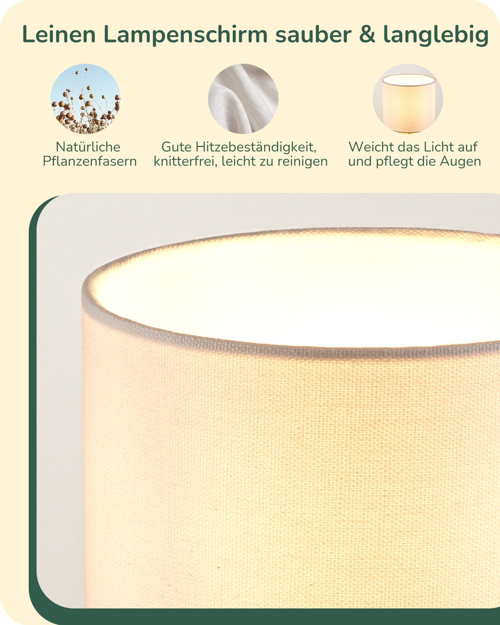 EDISHINE Nachttischlampe Dekolampe H29 cm mit Metallfuß, LED wechselbar, 2700 K Warmweiß, Vintage Tischleuchte mit E14 Leuchtmittel