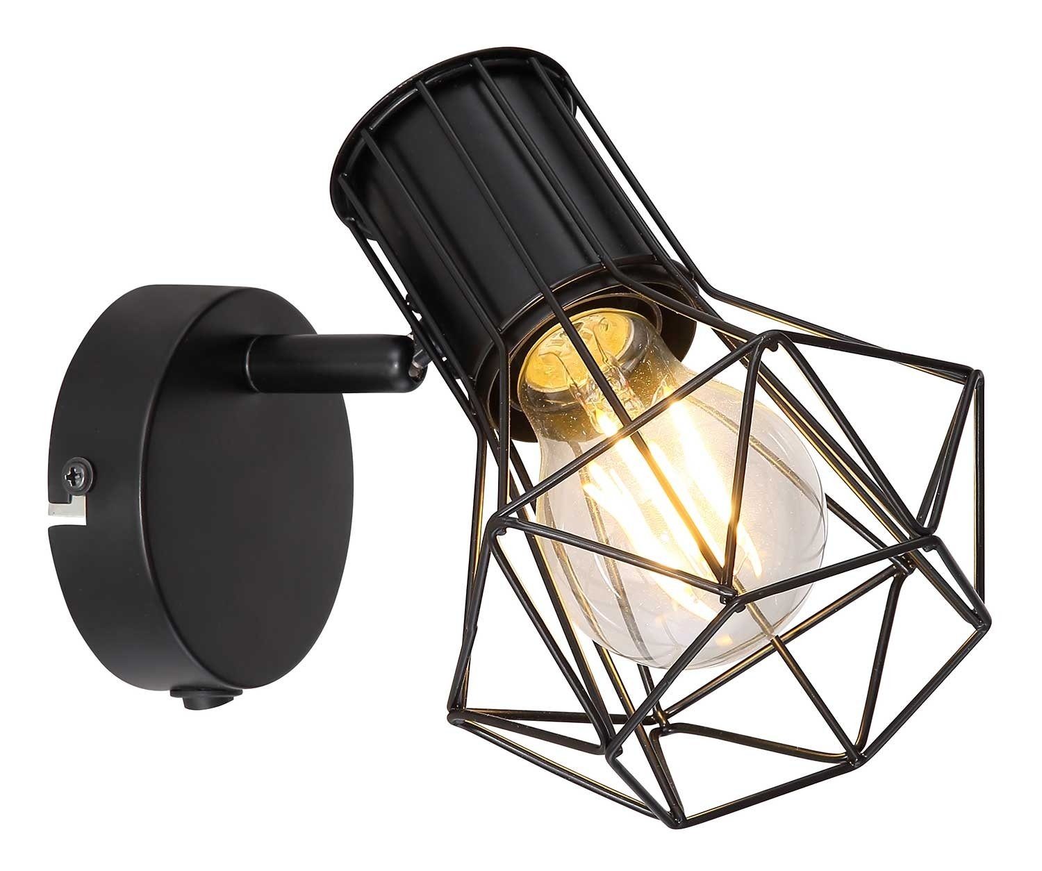 GLOBO LIGHTING Wandleuchte PRISKA, Schwarz, Metall, B 13 cm x H 16,5 cm, Le günstig online kaufen