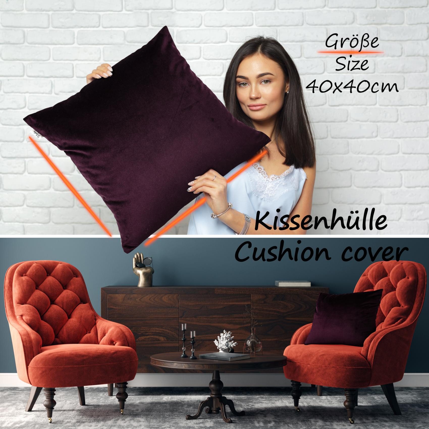 ANRO Dekokissen Kissenhülle MIT oder OHNE Füllung Kissenbezug Zierkissen, Kissenhülle in 40x40cm ohne Füllung Pflaume