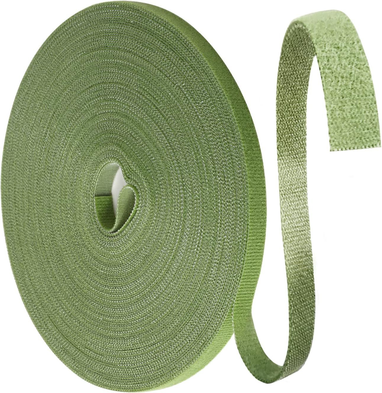FELIXLEO Klettband 25m Pflanzenbinder Klettband Wetterfest Wiederverwendbar Grün, (25-St)