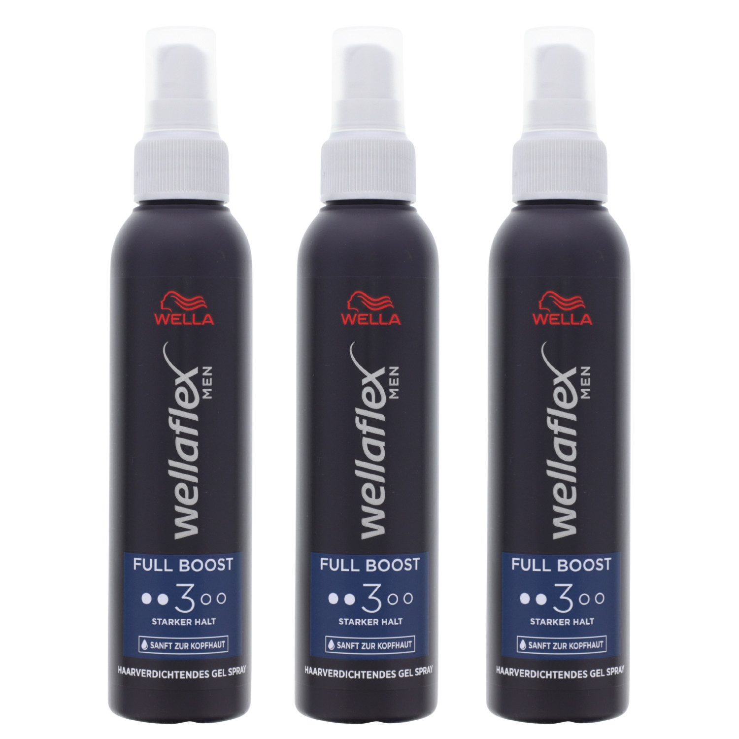 Wella Haarparfüm 3 x Wellaflex Men Full Boost Haarverdichtendes Gel Spray Starker Halt