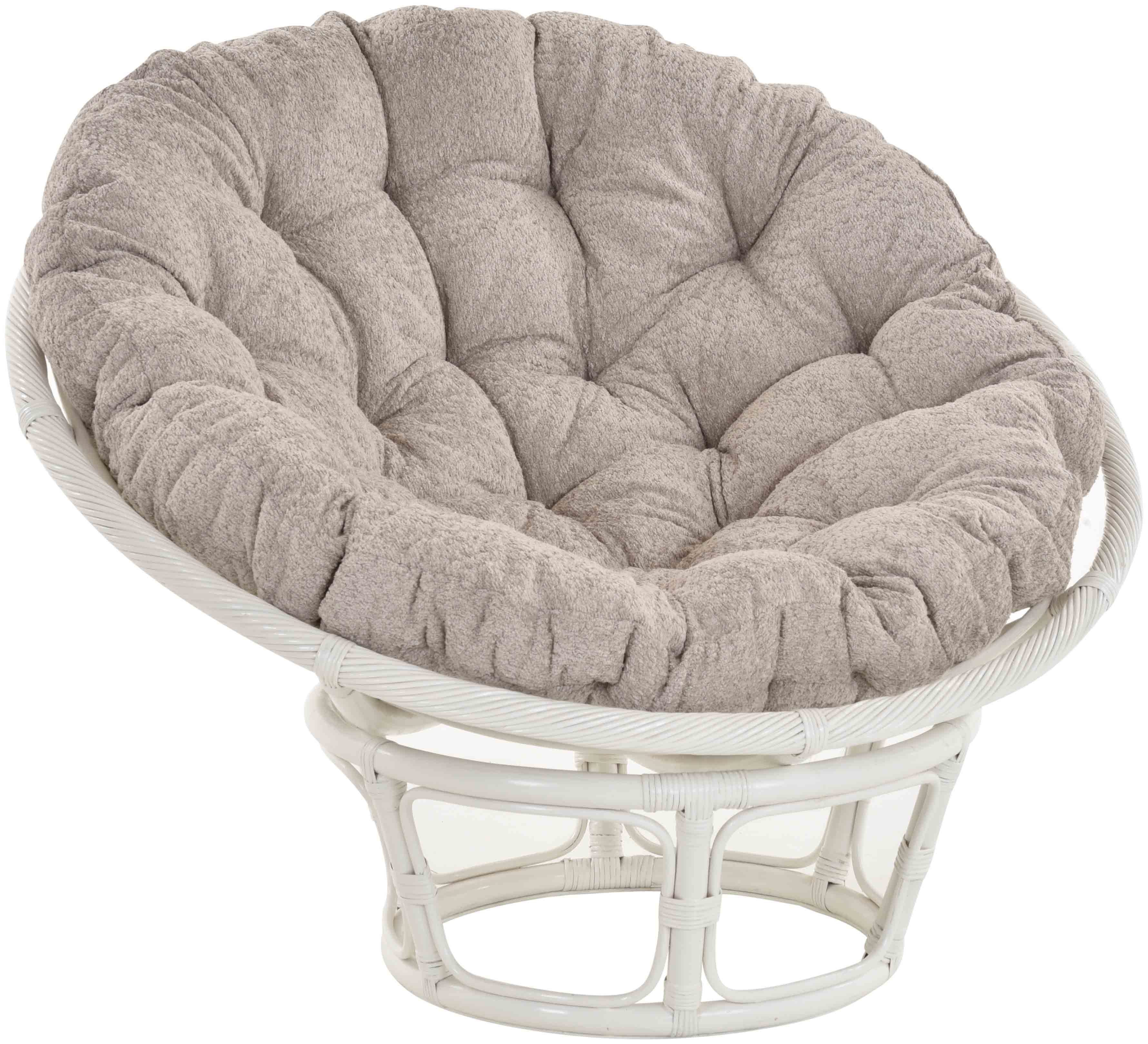 Krines Home XXL-Sessel Papasansessel XXL mit Kissen Relax Papasan Chair (120cm), Natur Rattan Liegesessel