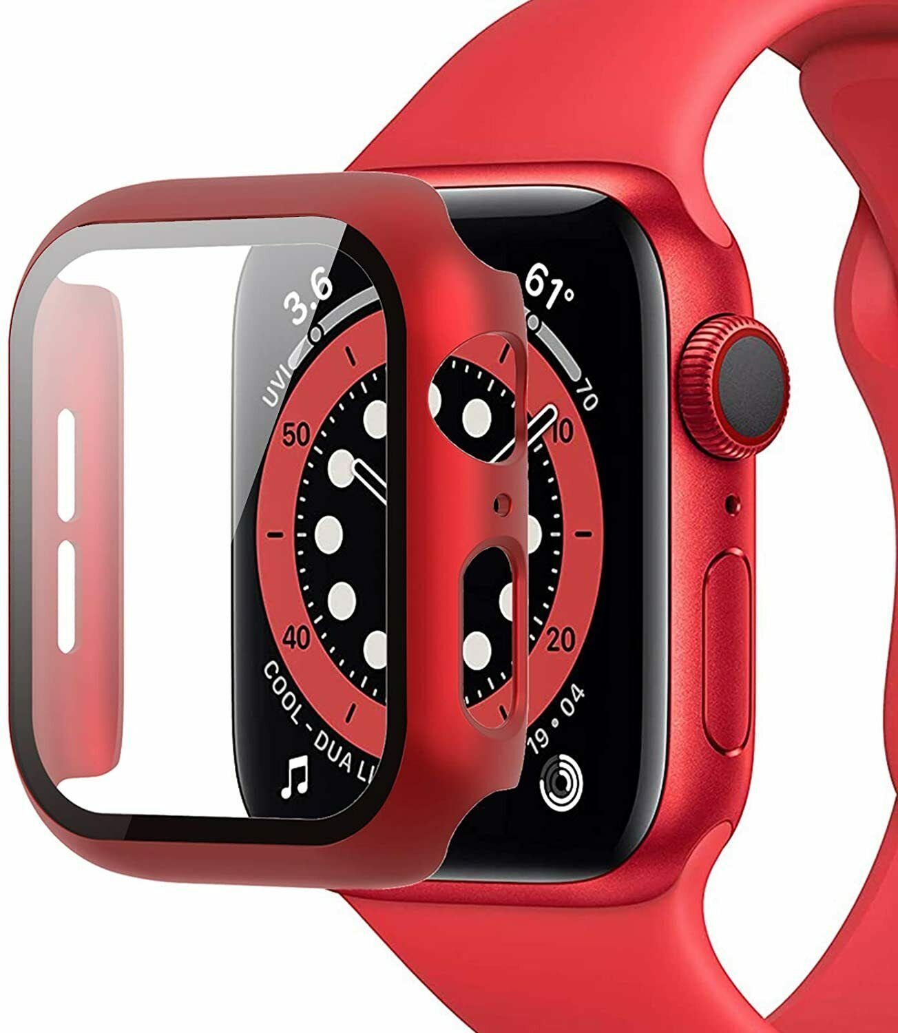MSM Smartwatch-Hülle Hülle für Apple Watch Series 4 5 6 SE Case 40mm 44mm Schutzglas 9H – Bild 4 von 5