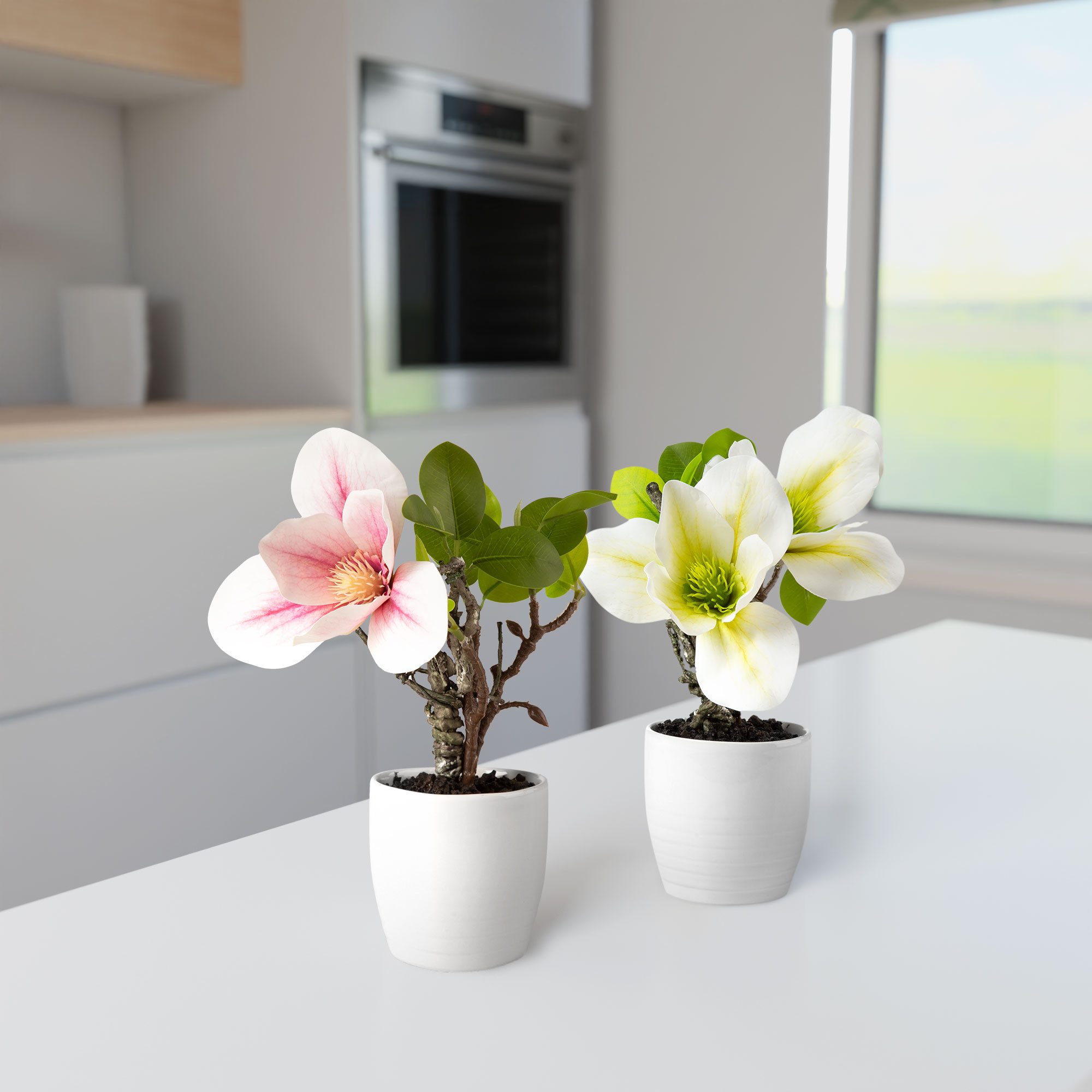 Kunstorchidee 3er Set künstliche Orchideen wie echt (35cm) in Hochglanz-Keramiktopf Orchidee, PASCH