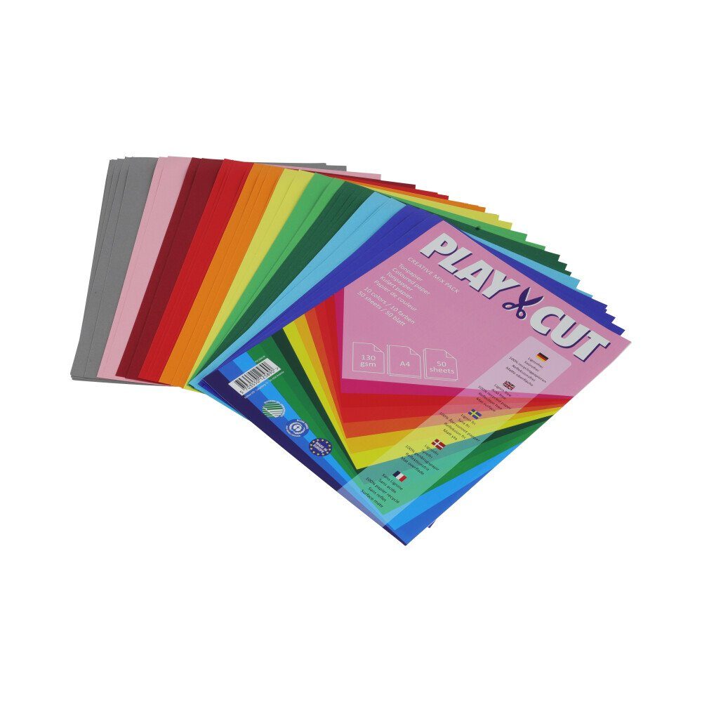 2-Play Aquarellpapier Play -cut - farbiges Papier A3 - recycelt - 130 g/m2  - 50 Blätter