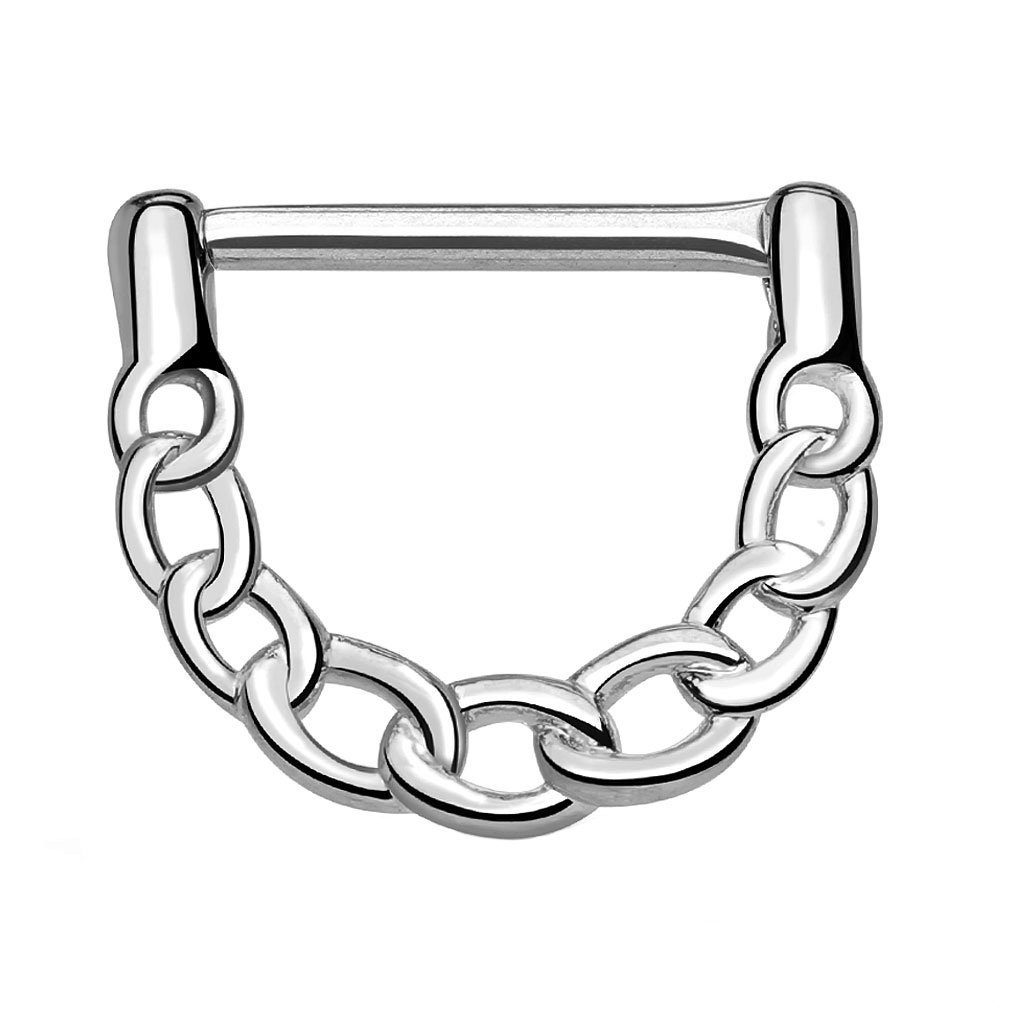 Taffstyle Intimpiercing Intim Brustwarzenpiercing Ring Ketten Style, Brustpiercing Intimpiercing Barbell Brust Piercing Tribal Clicker Ring Silber
