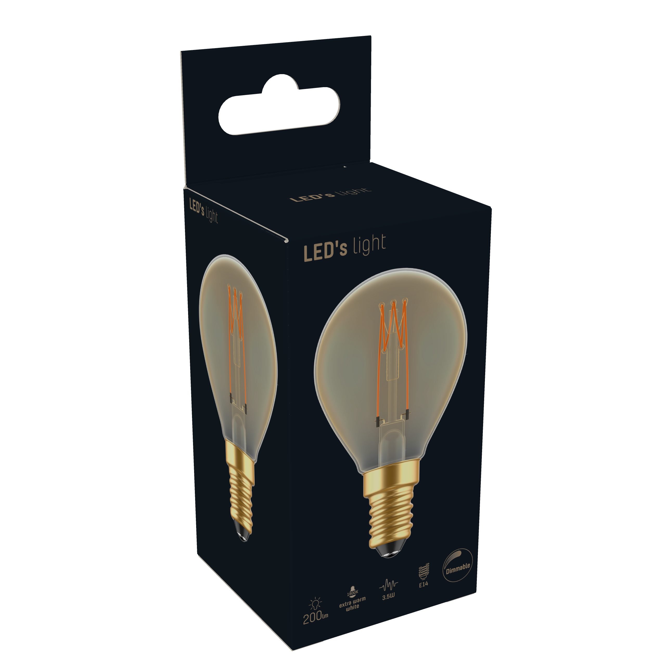 LED's light LED-Leuchtmittel 0620190 G45 2.5W E14, Gold extra-warmweiß LED dimmbar E14 Kugel