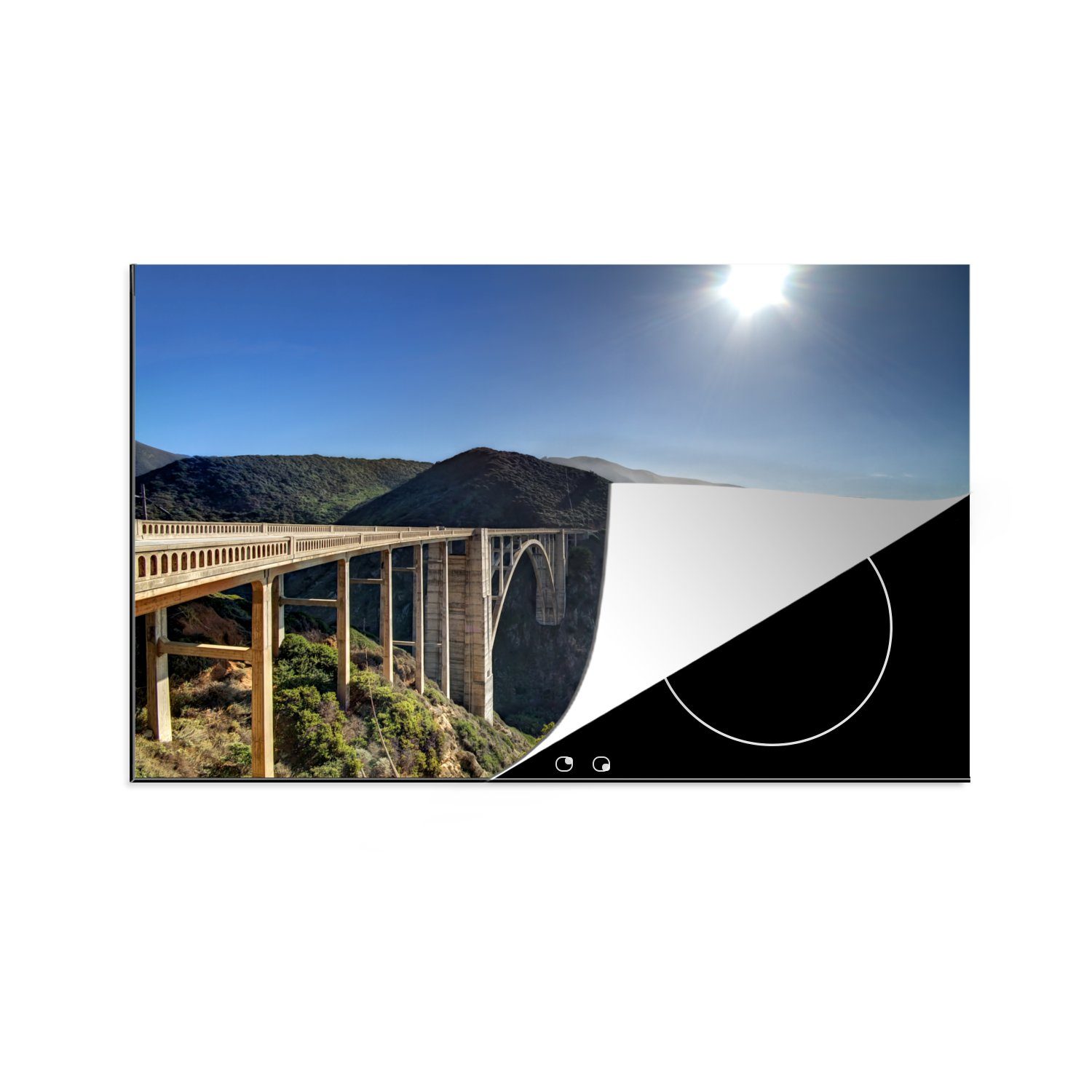 MuchoWow Herdblende-/Abdeckplatte Bixby-Creek-Brücke in Big Sur, Kalifornien, Vinyl, (1 tlg), 81x52 cm, Induktionskochfeld Schutz für die küche, Ceranfeldabdeckung