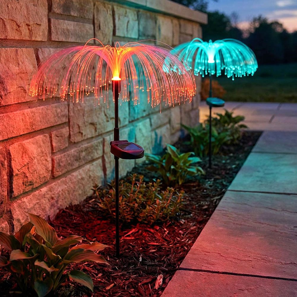 Harms Import LED Solarleuchte, LED-Leuchtmittel fest verbaut, Farbwechsel, RGB, RGB LED Solar Stecklampe Leuchtstab Farbwechsel Wegeleuchten 2er Set