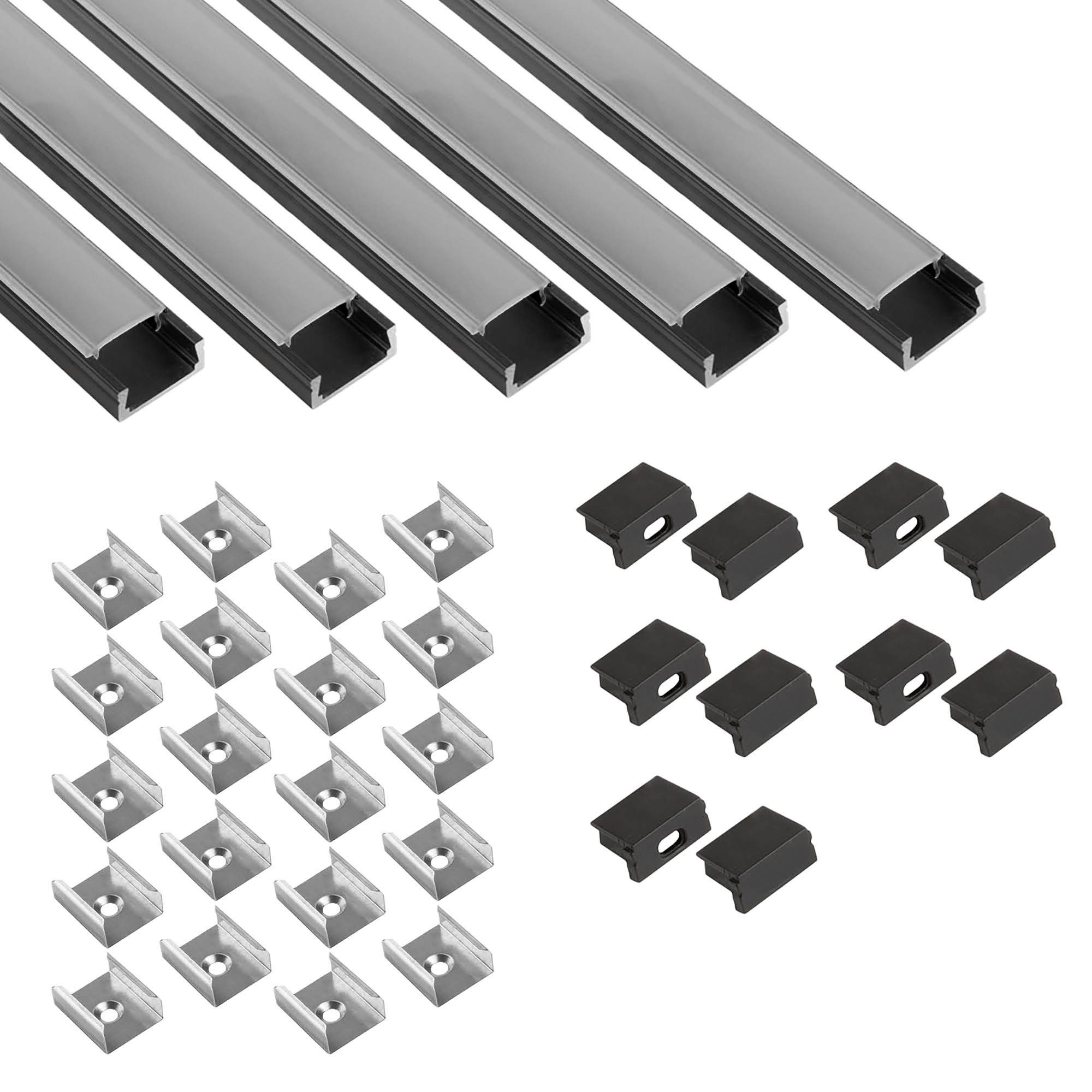 tktrading24 LED-Stripe-Profil 5x A15 LED Profil 2m - Schwarz inkl. Abdeckun günstig online kaufen