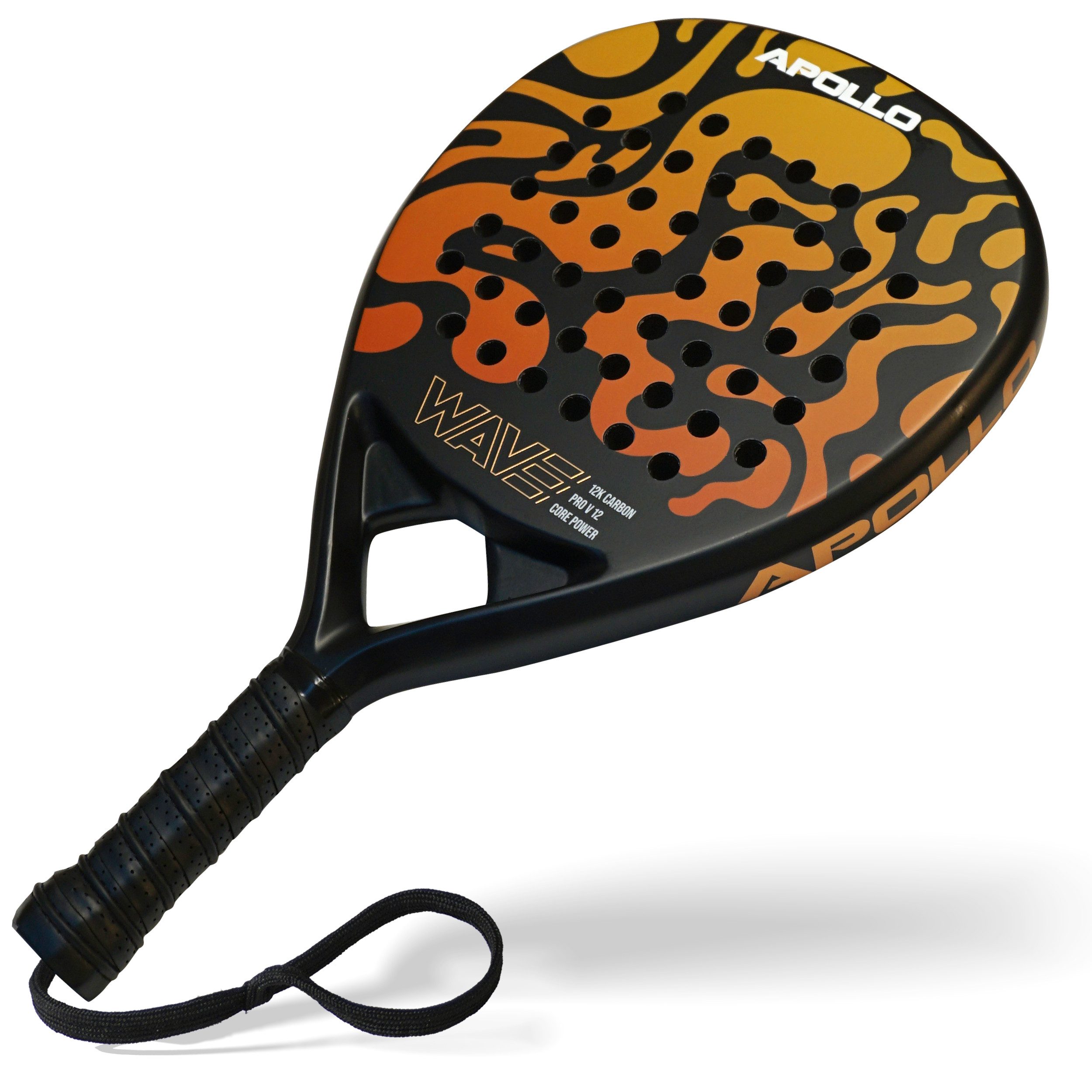 Apollo Tennisschläger Carbon Padelschläger für Anfänger und Fortgeschrittene, Damen & Herren, stabile Konstruktion durch hochwertiges 12K Carbon
