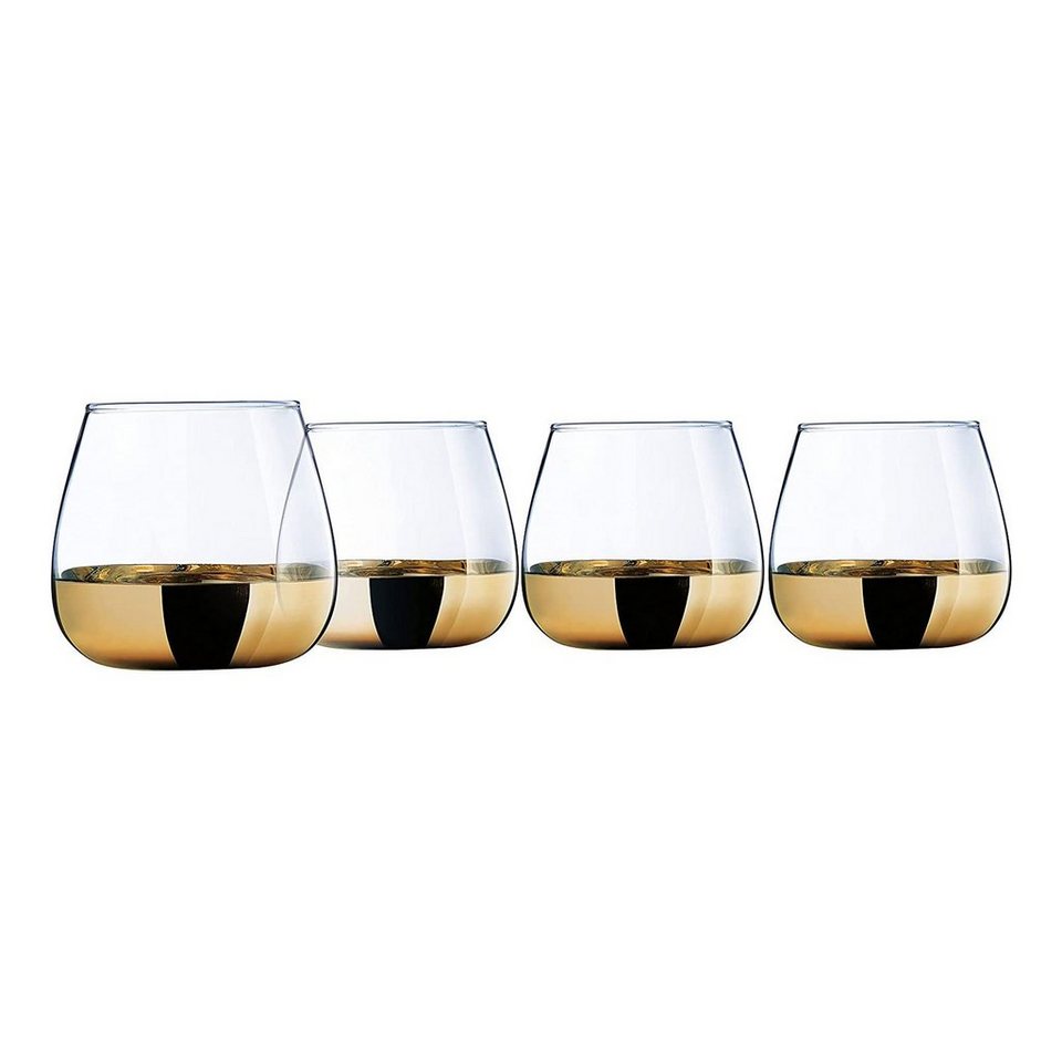CreaTable Tasse GOLDEN DAYS, Whiskyglas 4 teilig, Glas, passend zum  Themenkreis \