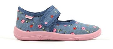 Richter WMS: mittel Hausschuh Klettschuh, Kindergarten Schuh mit süßem Blumenprint