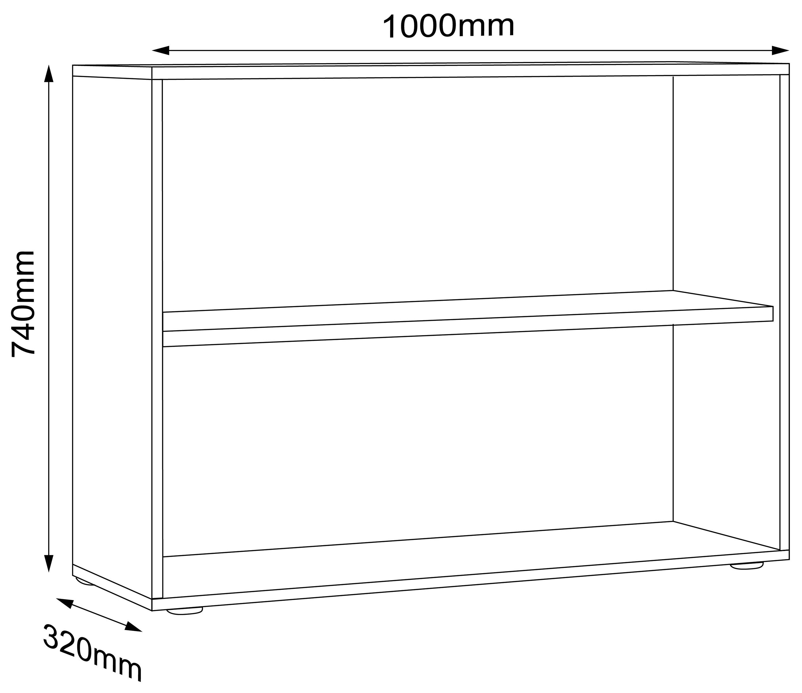 VCM Standregal Salia B. 100 x T. 33 x H. 74 cm, Offener Stauraum für Ordner, Akten und Bücher, 2 Fächer, Holzwerkstoff – Bild 5 von 5