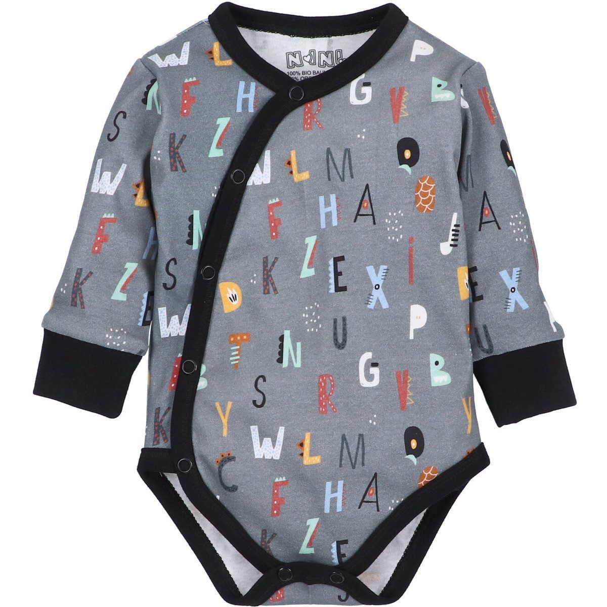 NINI Langarmwickelbody Buchstaben Unisex Kinder (1-tlg) Langarm Einteiler, Body, Longsleeve-Body, Bodysuit, Stretchbody