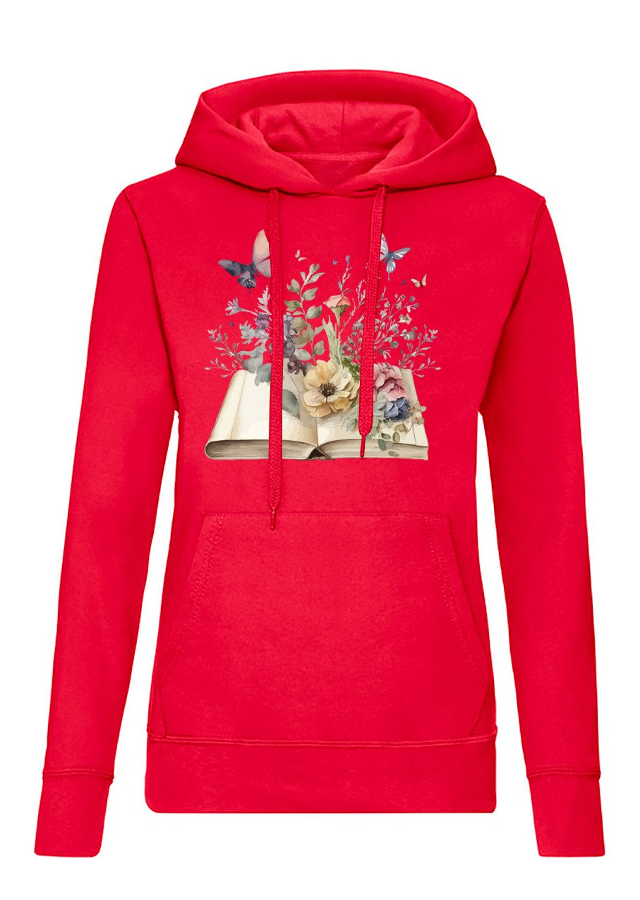 Hoodie OpenBooksFlowers Damen Hoodie Buchblumen Print Kapuze Freizeit