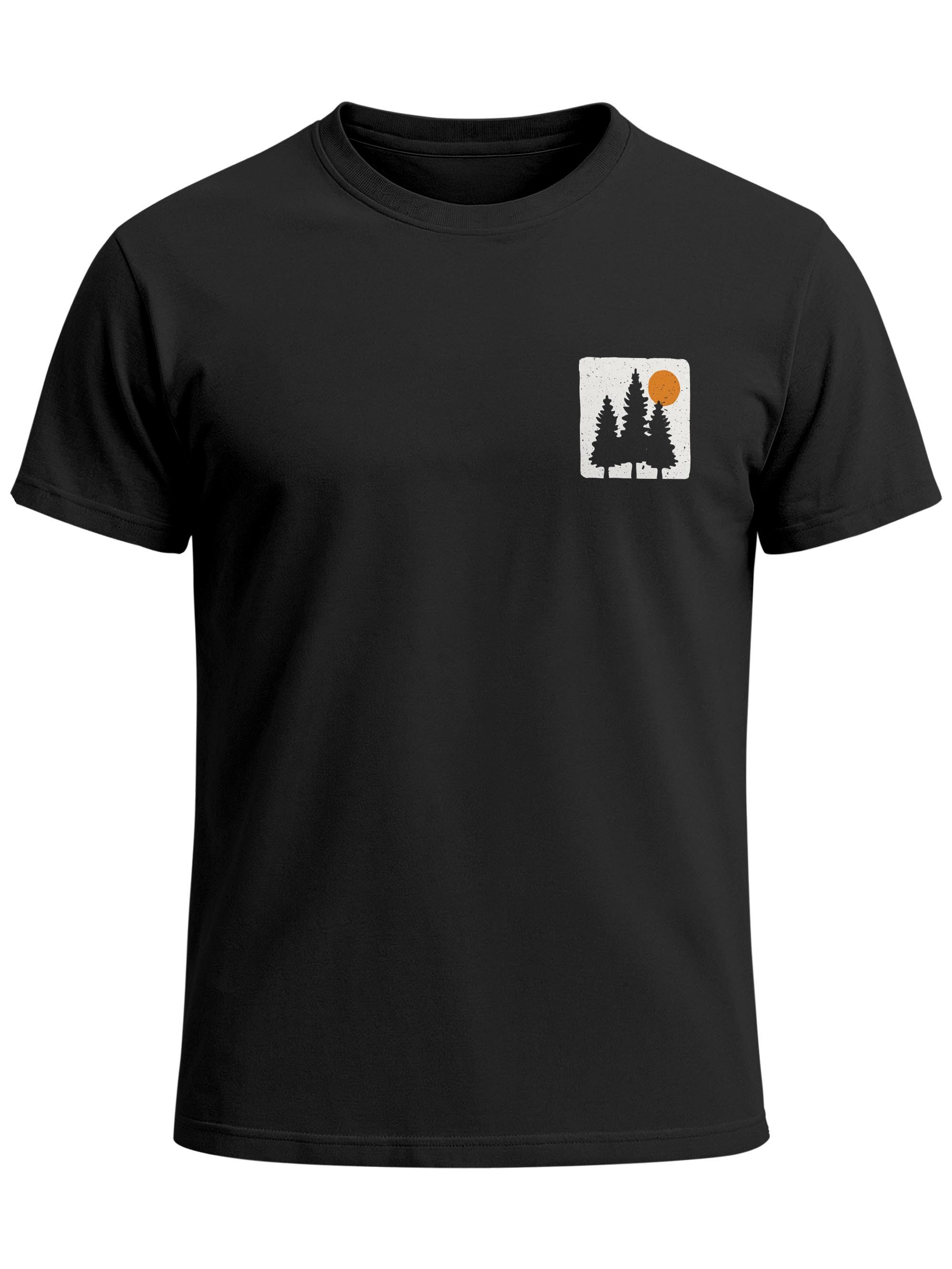 Print-Shirt Herren T-Shirt mit Wald-Logo Outdoor Badge Naturmotiv Sommer Fashion