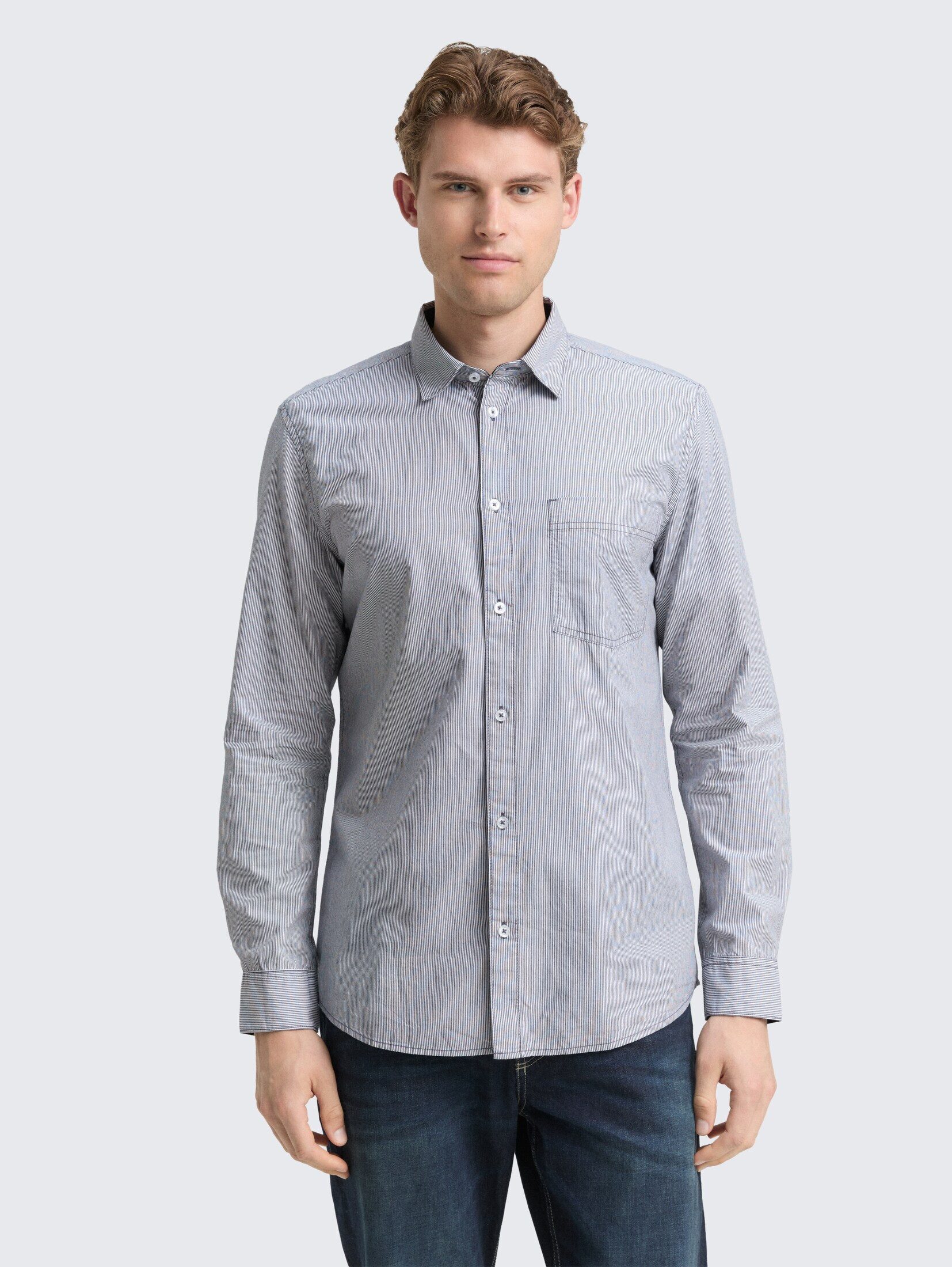 TOM TAILOR Langarmhemd Blusen & Shirts Fitted Hemd aus Baumwolle