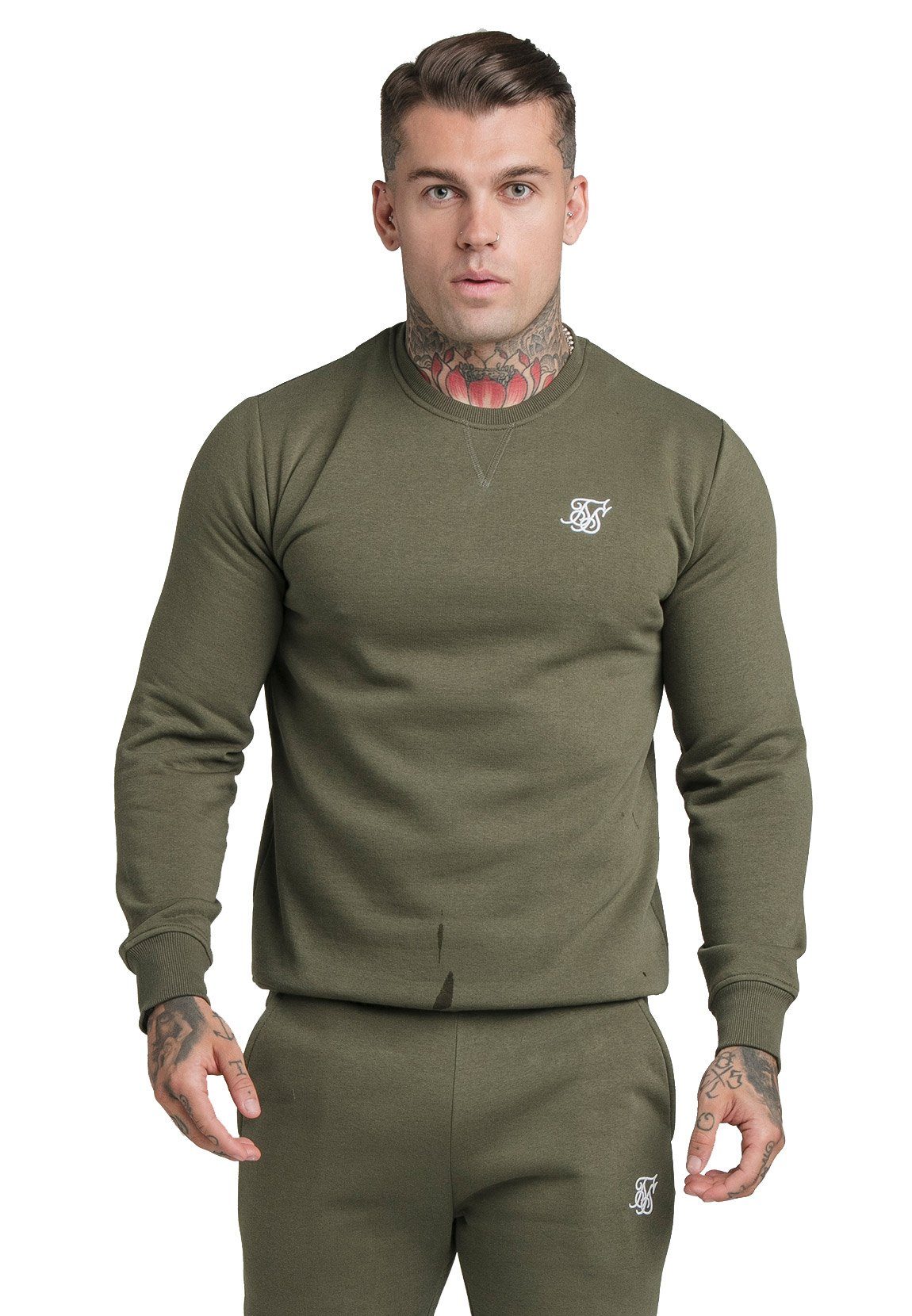 Siksilk Sweater SikSilk Crewneck Herren CREW SWEATER SS-18904 Khaki