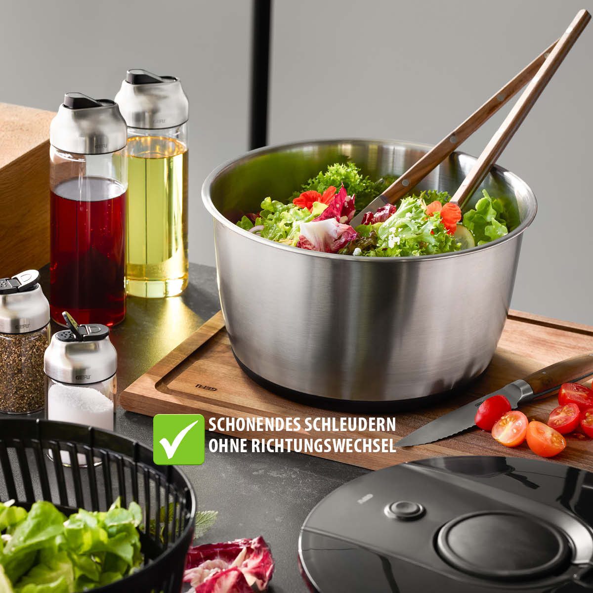 GEFU Salatschleuder Salatschleuder PUSH IT, Edelstahl, 5 L