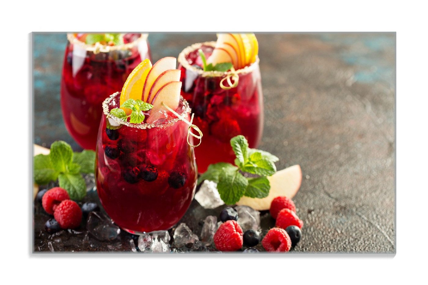 Wallario Frühstücksbrett Sommerlicher Wildbeerencocktail, ESG-Sicherheitsglas, (inkl. rutschfester Gummifüße 4mm, 1-St), 14x23cm