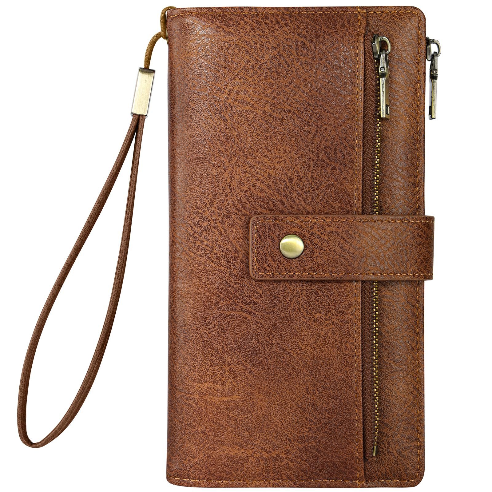 Zyronn Geldbörse Geldbörse RFID Damen Geldbörse Portemonnaie Geldbeutel, Damen Geldbörse klappbar Lange Clutch-Tasche aus PU-Leder