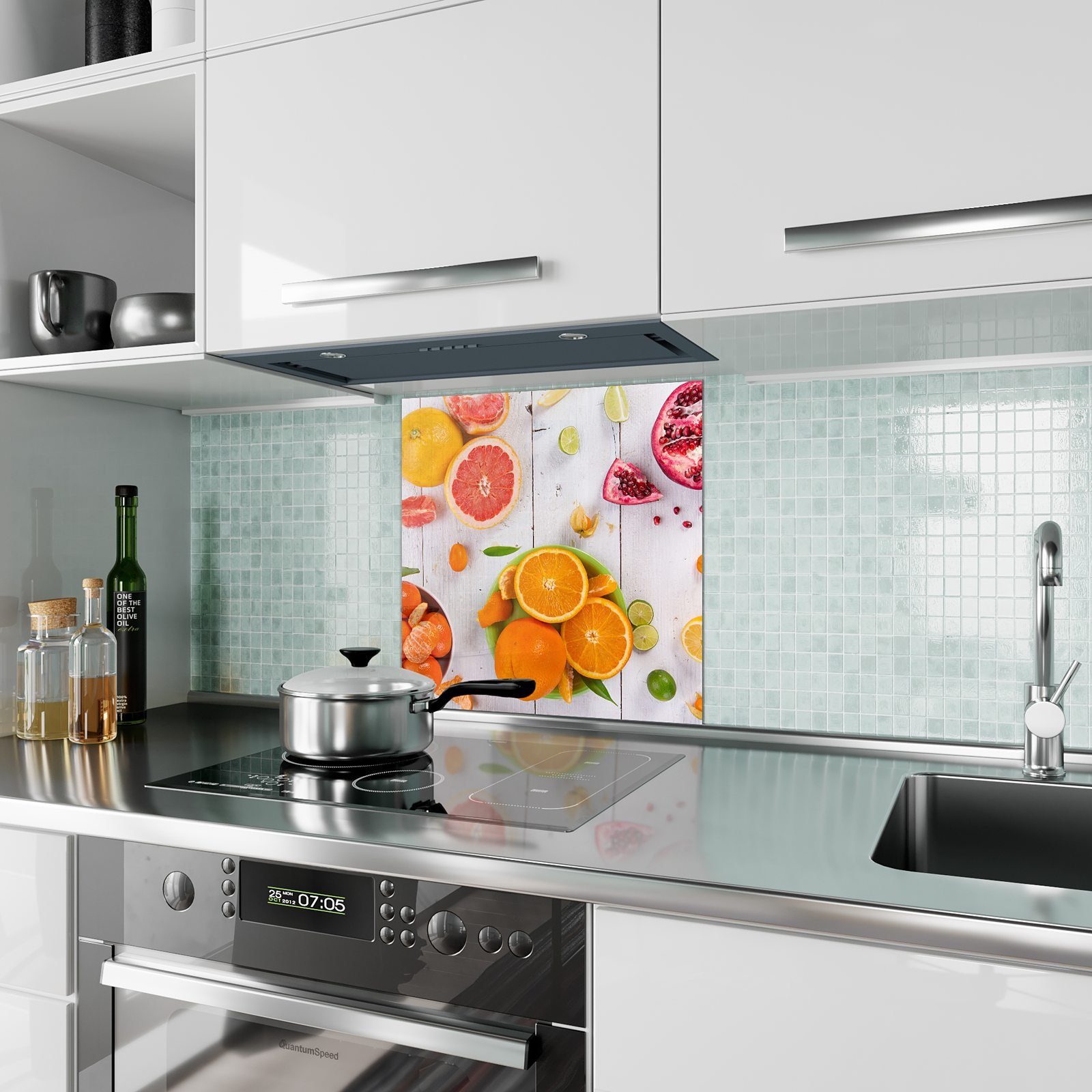 Küchenrückwand Glas Motiv verschiebene Küchenrückwand mit Spritzschutz Primedeco Früchte