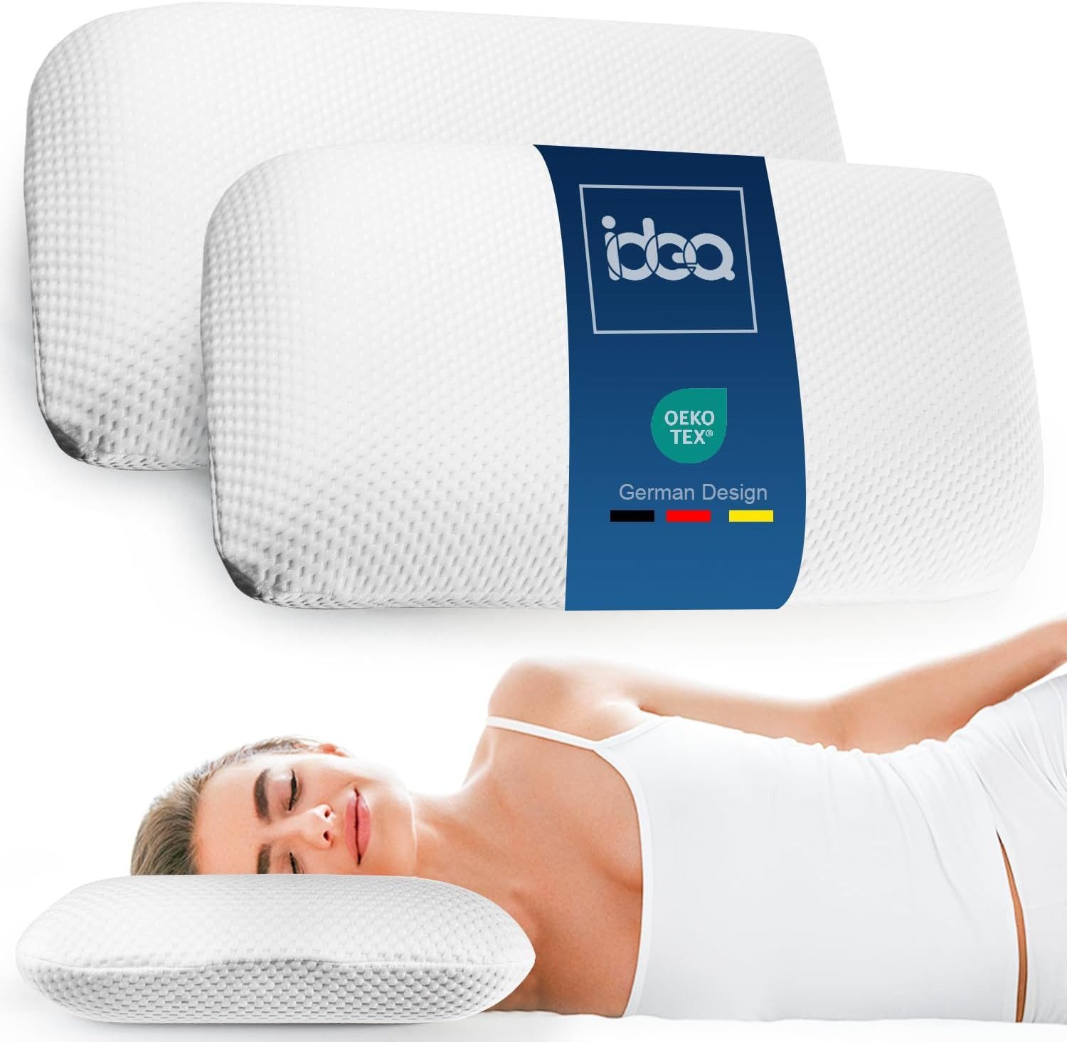 Esun Kopfkissen Kopfkissen Memory Foam Kissen, Orthopädisches Nackenstützkissen, Füllung: Rückstellschaum, Seitenschlafer Rückenschlafer Bauchschlafer, Set, für Seiten Rücken Bauchschläfer (70 x 40 x 12cm)