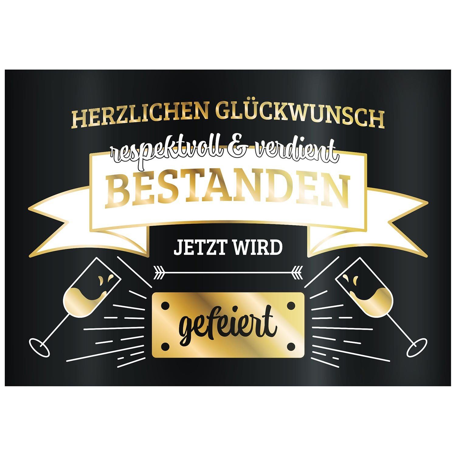 Goods+Gadgets Aufkleber Flaschenetikett Aufkleber – Feier, Prüfungsfeier, Abi, Abschluss Set, (Flaschen-Aufkleber für bestandene Prüfung), 3er Set Flaschen Etiketten für Abschluss, Abi, Studium, uvm.