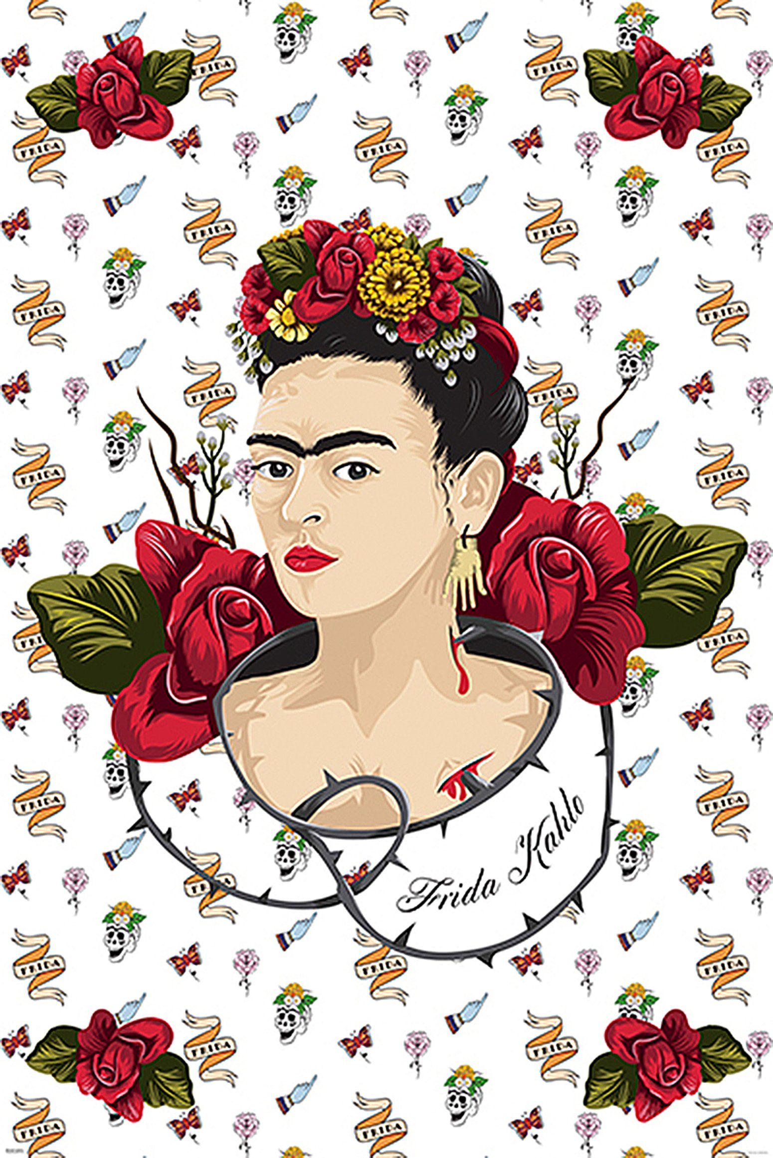 PYRAMID Poster Frida Kahlo Poster Red and White 61 x 91,5 cm