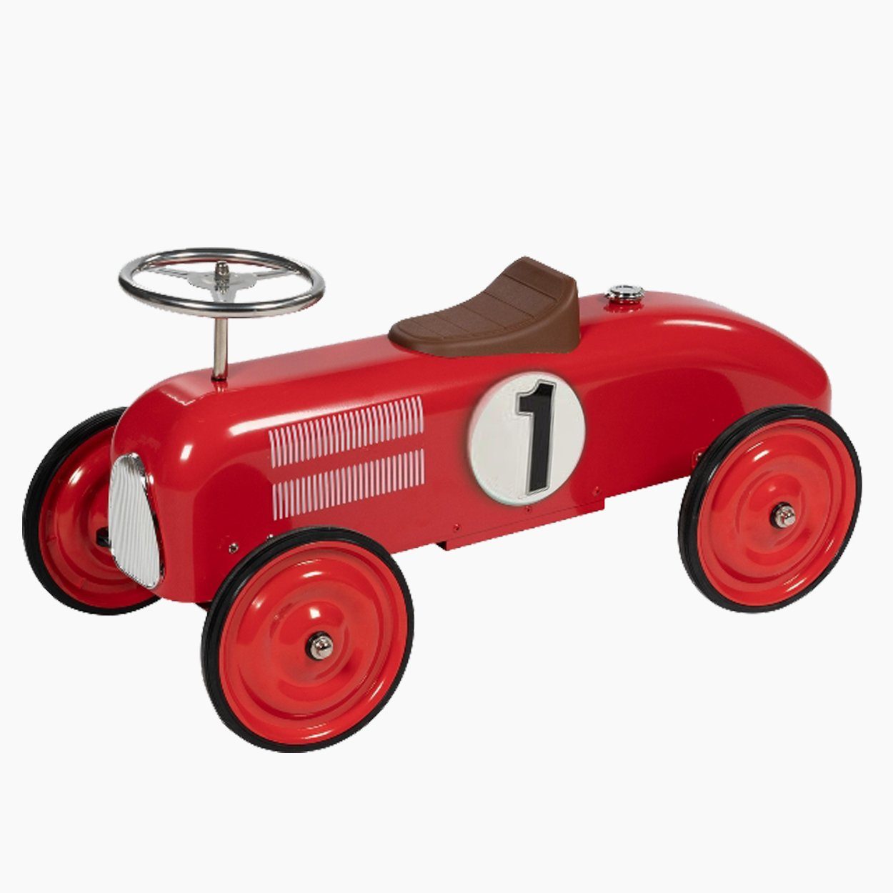 goki Rutscherauto Rutscherfahrzeug rot, (packung, 1-tlg., unmontiert), Durch die Gummireifen sehr geräuscharm.