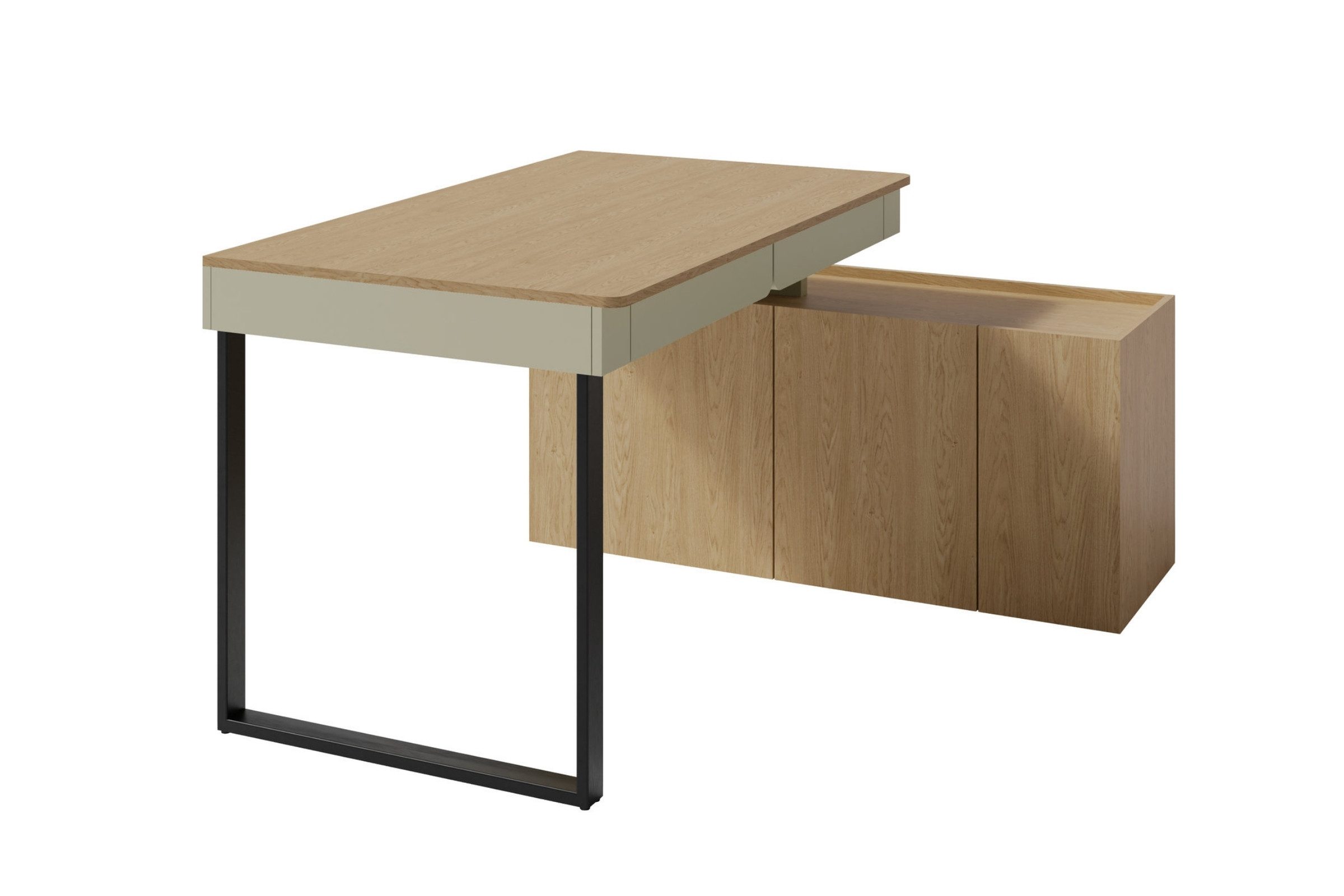 Deine Möbel 24 Kinderschreibtisch LIBU 10 Schreibtisch (Set, 2-St., Kinderzimmer Jugendzimmer Arbeitszimmer), LIBU-Kollektion Beige Eukalyptus Eiche Schubladen Stauraum