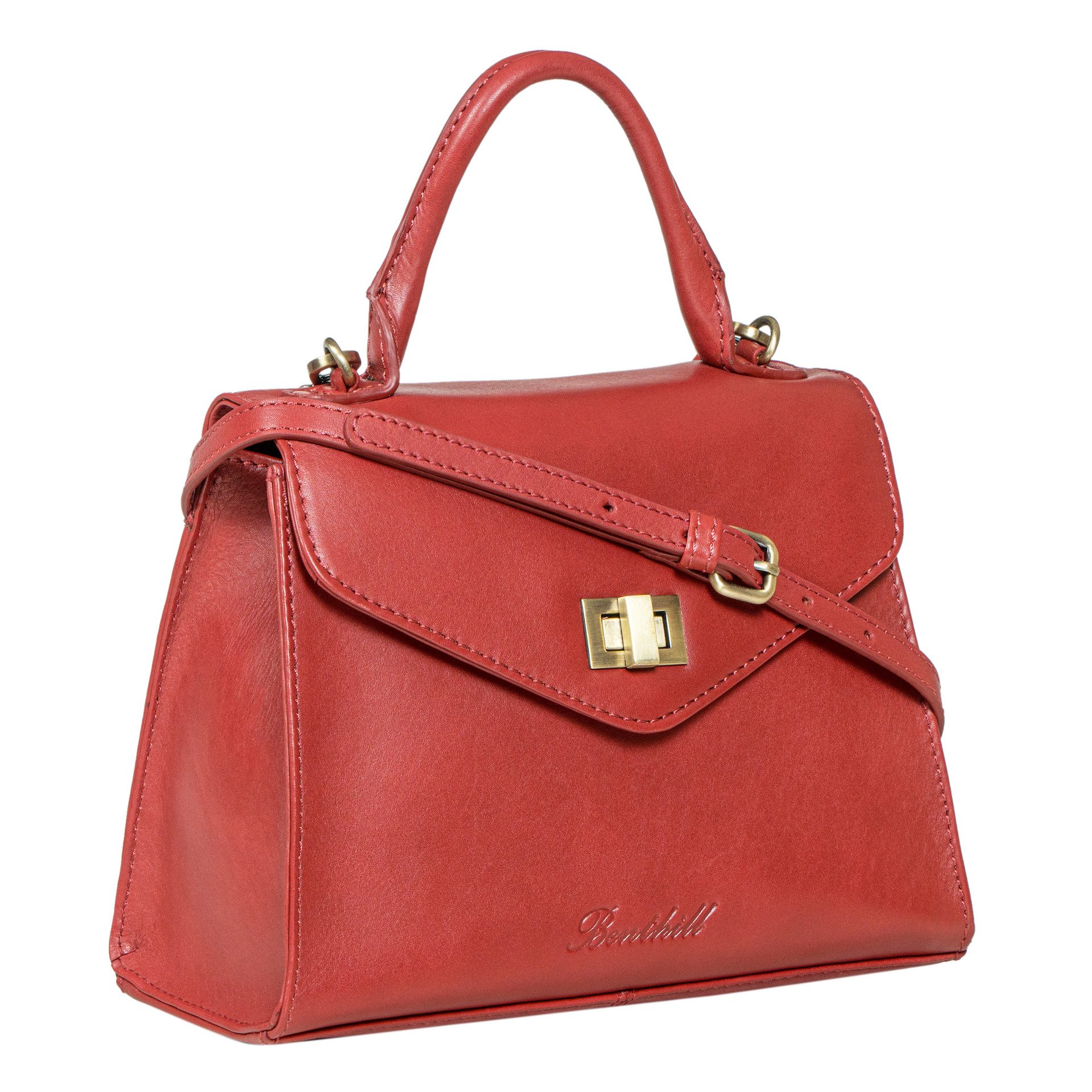 Benthill Handtasche Damen Echt Leder Handtasche Frauen Henkeltasche Vintage Schultertasche, Schultergurt / Umhängegurt Reißverschlussfach