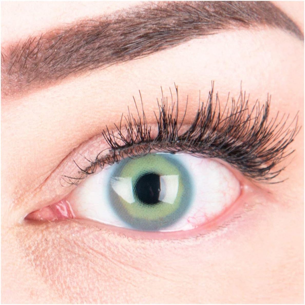 GLAMLENS Monatslinsen Sehr stark deckende und natürliche blaue Kontaktlinsen "Alice Blue"