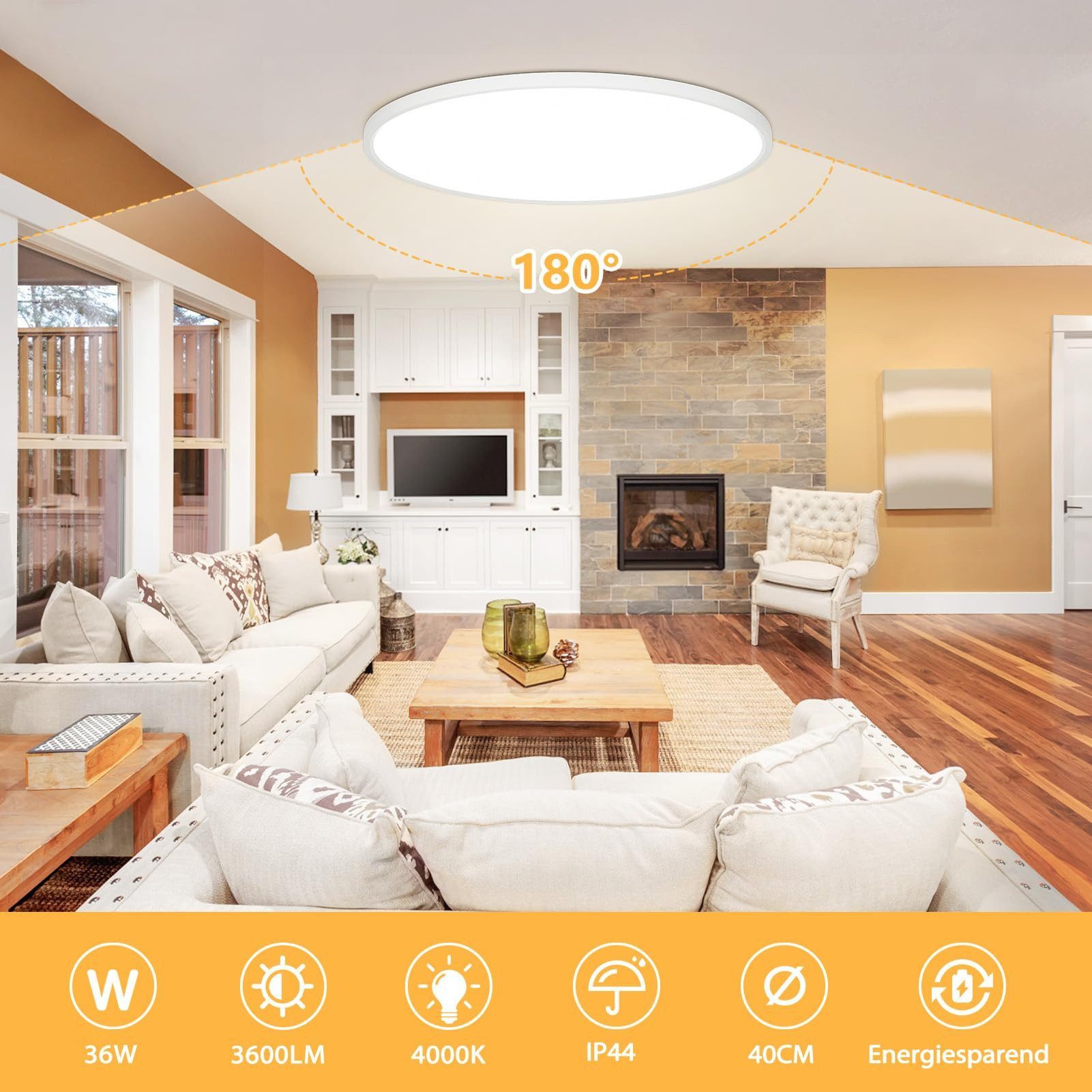 JDONG LED Deckenleuchte Flach Rund Ø30CM/40CM/50CM/60CM günstig online kaufen