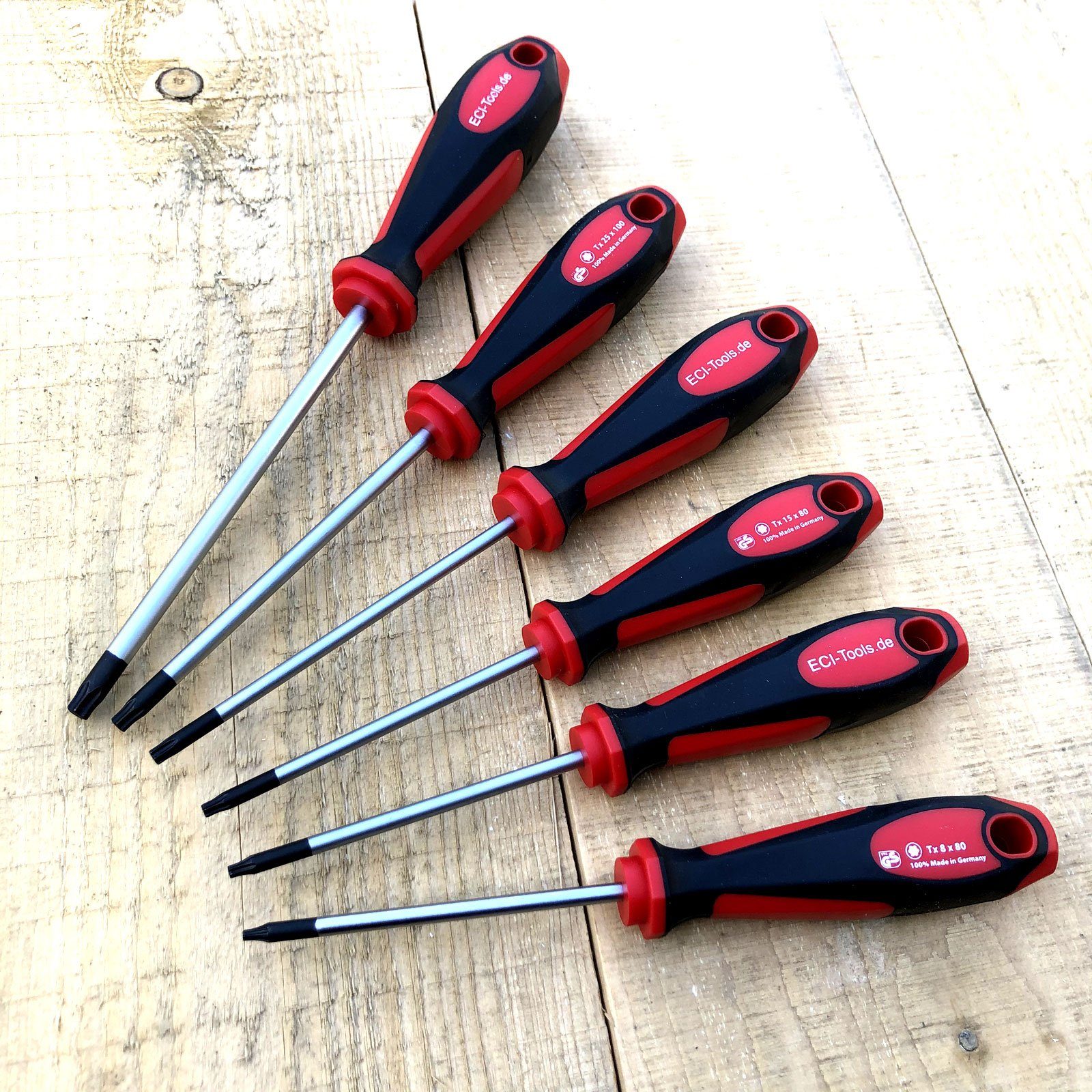 ECI Tools Bit-Schraubendreher ECI Schraubendreher Set 3 (rot/schwarz) Torx, (Vorteils-Set)