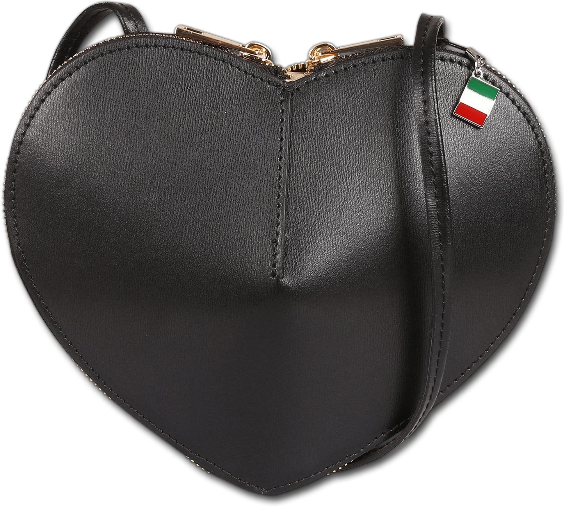 FLORENCE Umhängetasche Florence Damen Umhängetasche Leder Herz (Umhängetasche, Umhängetasche), Damen Tasche Echtes Leder schwarz, Herz, Made-In Italy