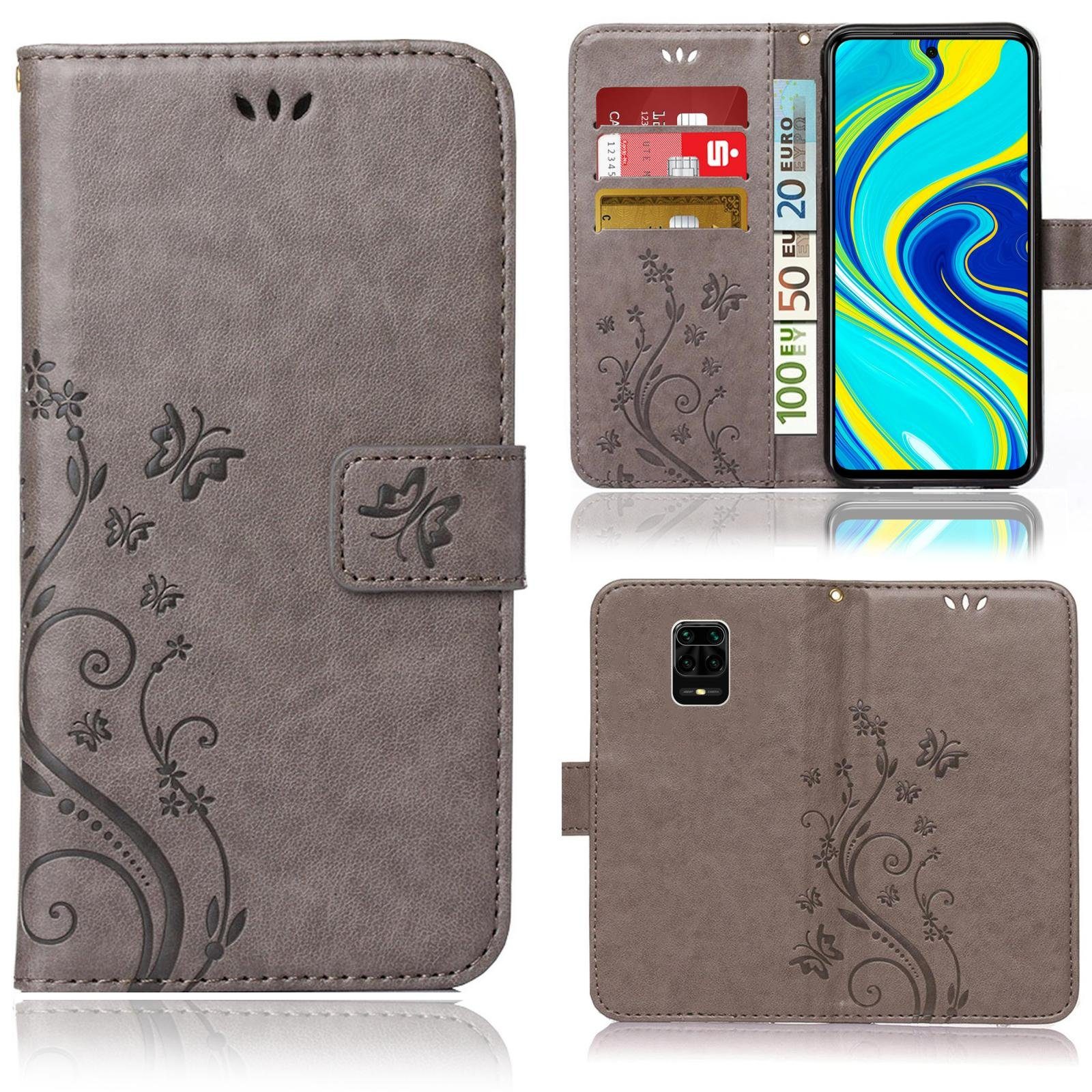 Numerva Handyhülle Bookstyle Flower für Xiaomi Redmi Note 9s / Pro, Handy Tasche Schutzhülle Klapphülle Flip Cover mit Blumenmuster