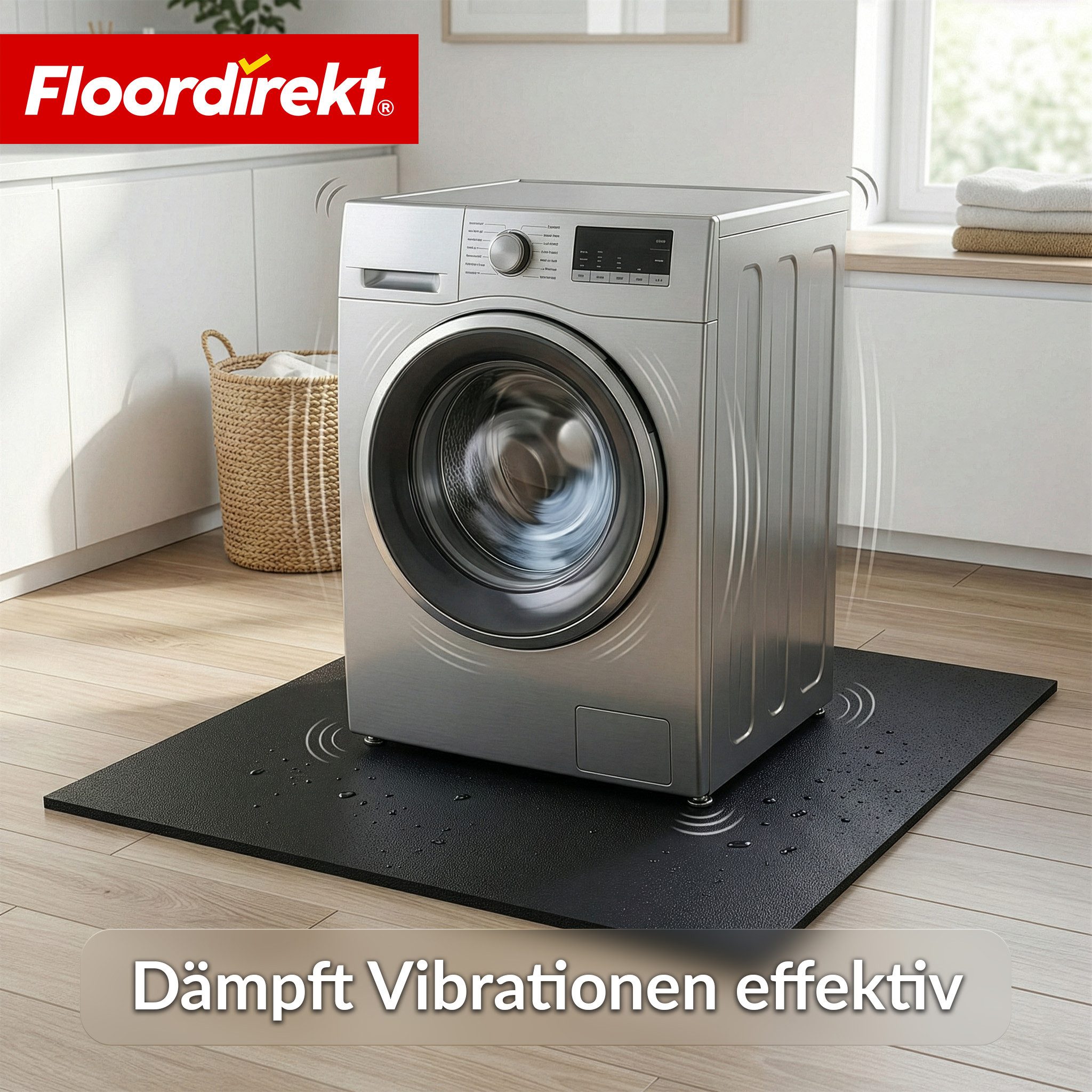Floordirekt Bodenschutzmatte Gummi 100x100 cm 10 mm Geräteunterlage rutschfest schalldämmend, Schutzmatte für Fitnessgeräte, 1-St., rutschfest, schalldämmend, v – Bild 5 von 5