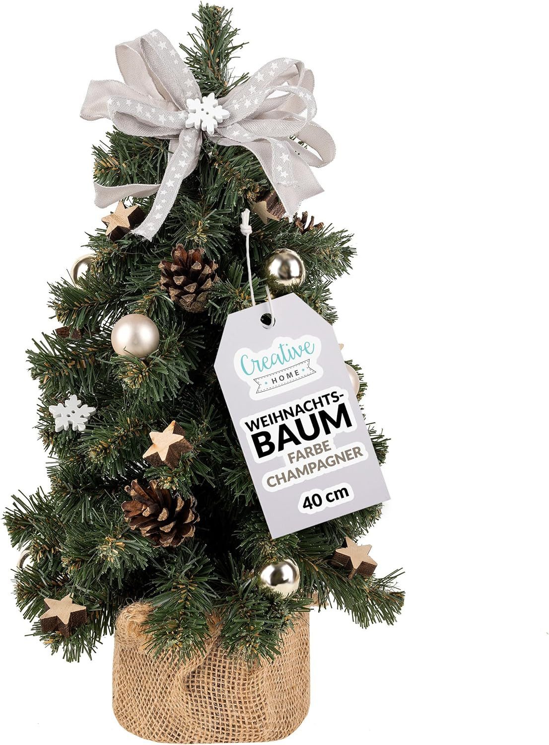 Creative Home Künstlicher Weihnachtsbaum Weihnachtsbaum Geschmückt Höhe 40 cm, Künstlicher Tannenbaum Mini, für Tisch Schreibtisch Büro