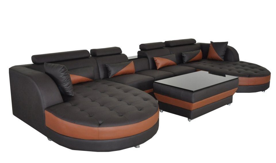 JVmoebel Ecksofa, Leder Eck Sofa Eck Wohnlandschaft Design Modern Couch Sofas UForm