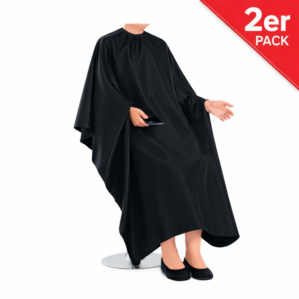 IC collection Umhängeschürze Friseurumhang mit Hakenverschluss 126 cm x 146 cm - Haarschneideumhang, (2er Spar-Set, 2-tlg., Frisierumhang Set), Kragen ist stufenlos verstellbar - Kittel mit Handschlitzen