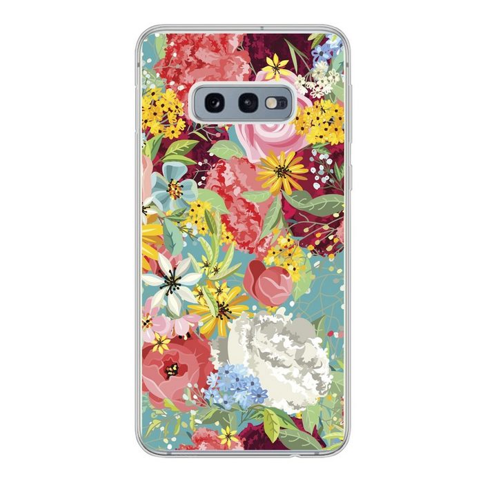MuchoWow Handyhülle Eine farbenfrohe Illustration mit Blumenmuster Phone Case Handyhülle Samsung Galaxy S10e Silikon Schutzhülle