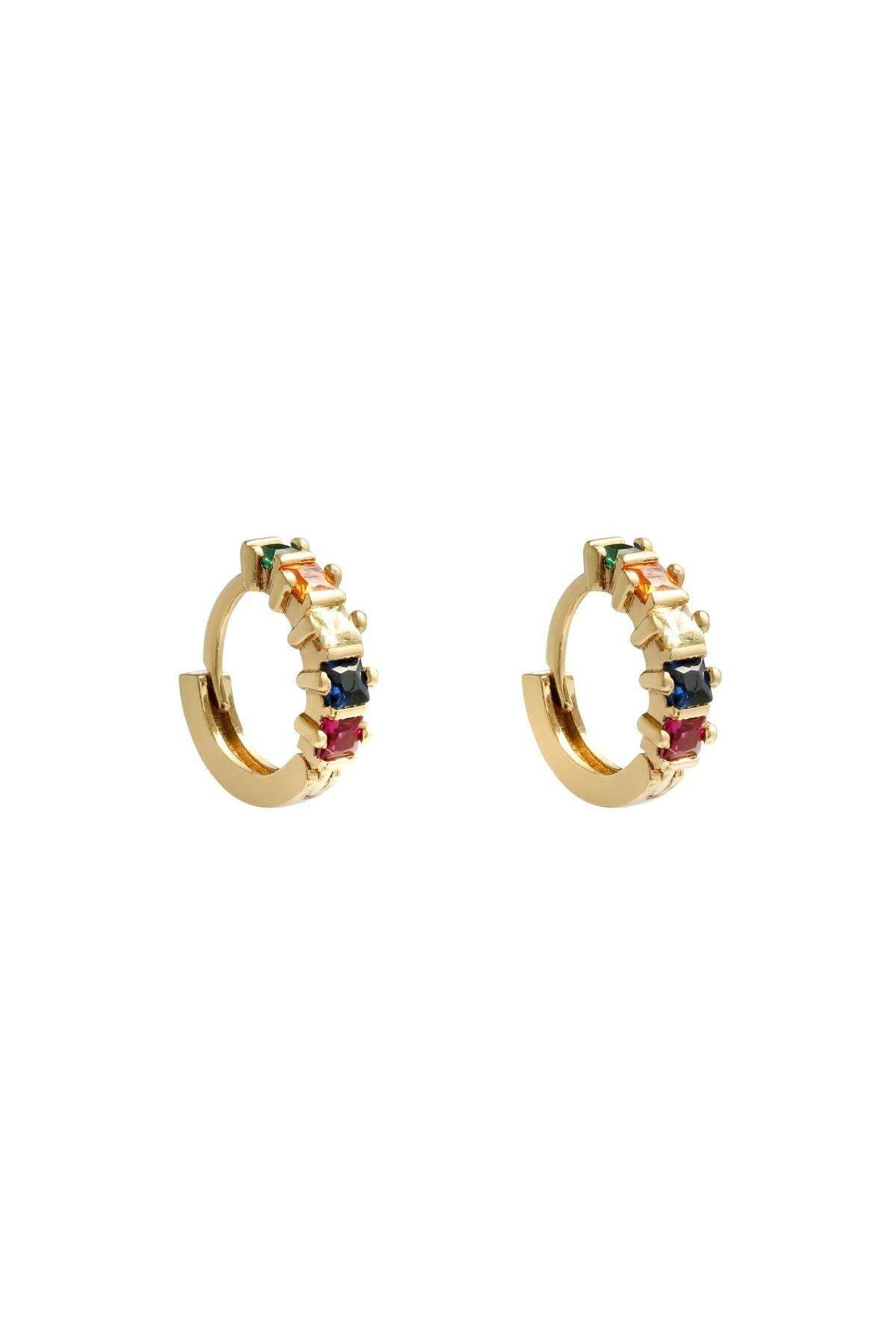 Adelia´s Paar Creolen Ohrringe Creolen mit Strass aus Kupfer, Farbig wirkende Strasssteine prägen diesen stylischen Modeschmuck