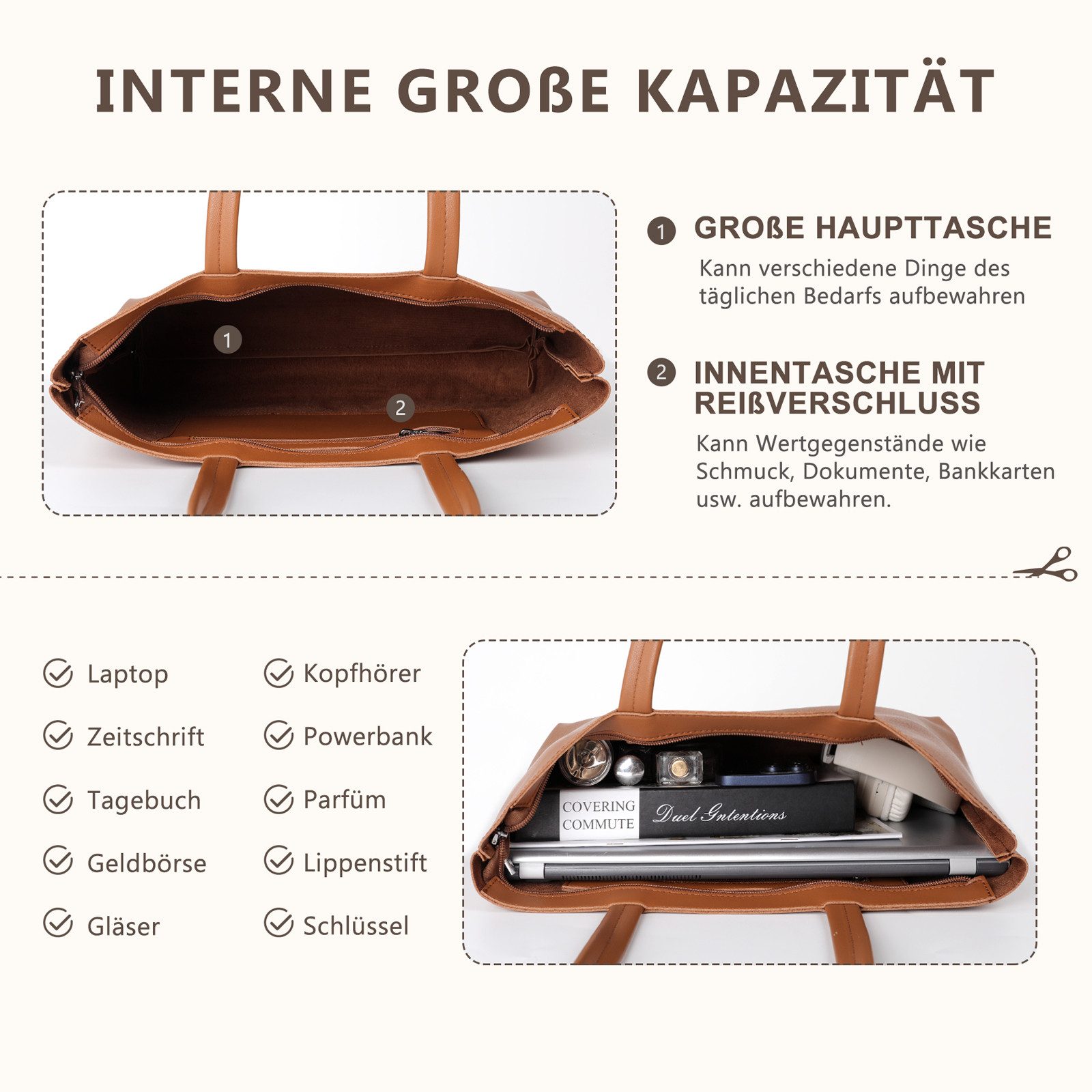 TAN.TOMI Shopper Damen Henkeltaschen Groß Handtasche Mit Einer Kosmetiktasche (2-tlg., Henkeltasche 2PCS Set Einfach Tote Bag), Handtaschen Damen Groß PVC Umhängetasche