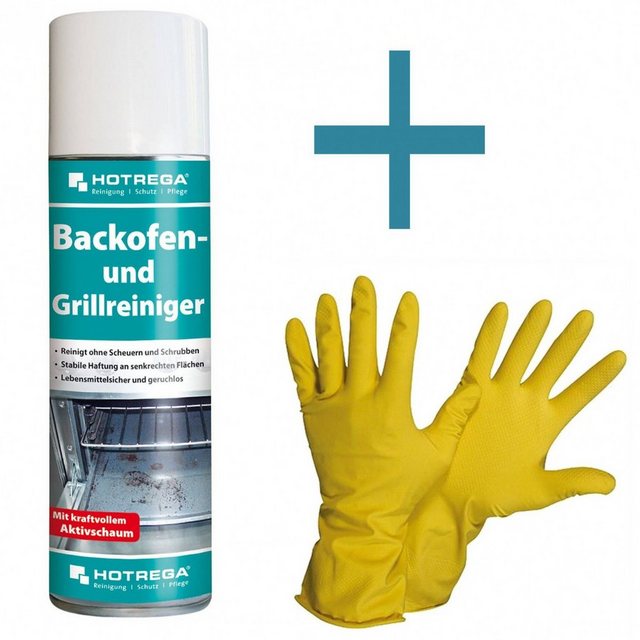HOTREGA® Backofen und Grillreiniger 300 ml SET + NITRAS Handschuhe Gr. 10 Backofenreiniger