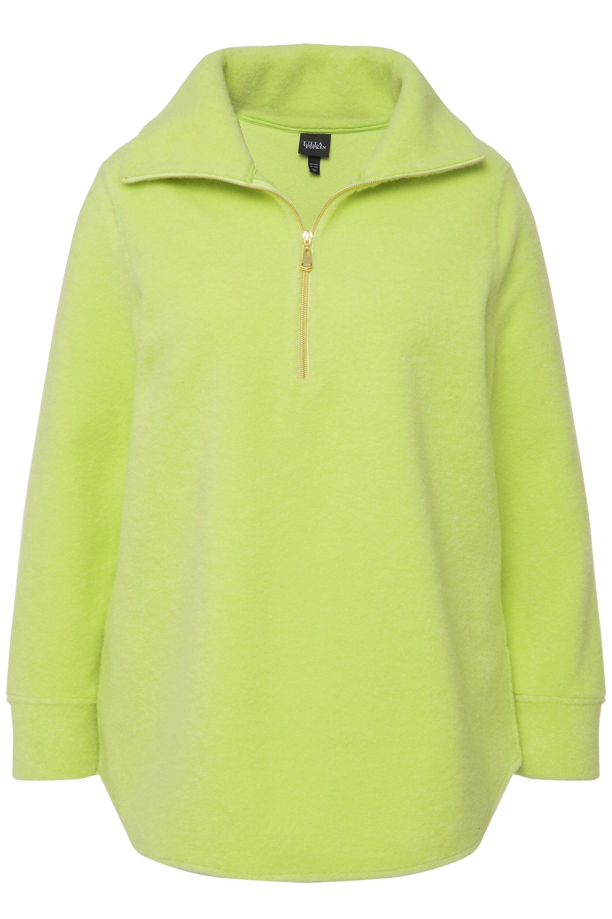 Ulla Popken Sweatshirt Fleeceshirt A-Linie Stehkragen günstig online kaufen